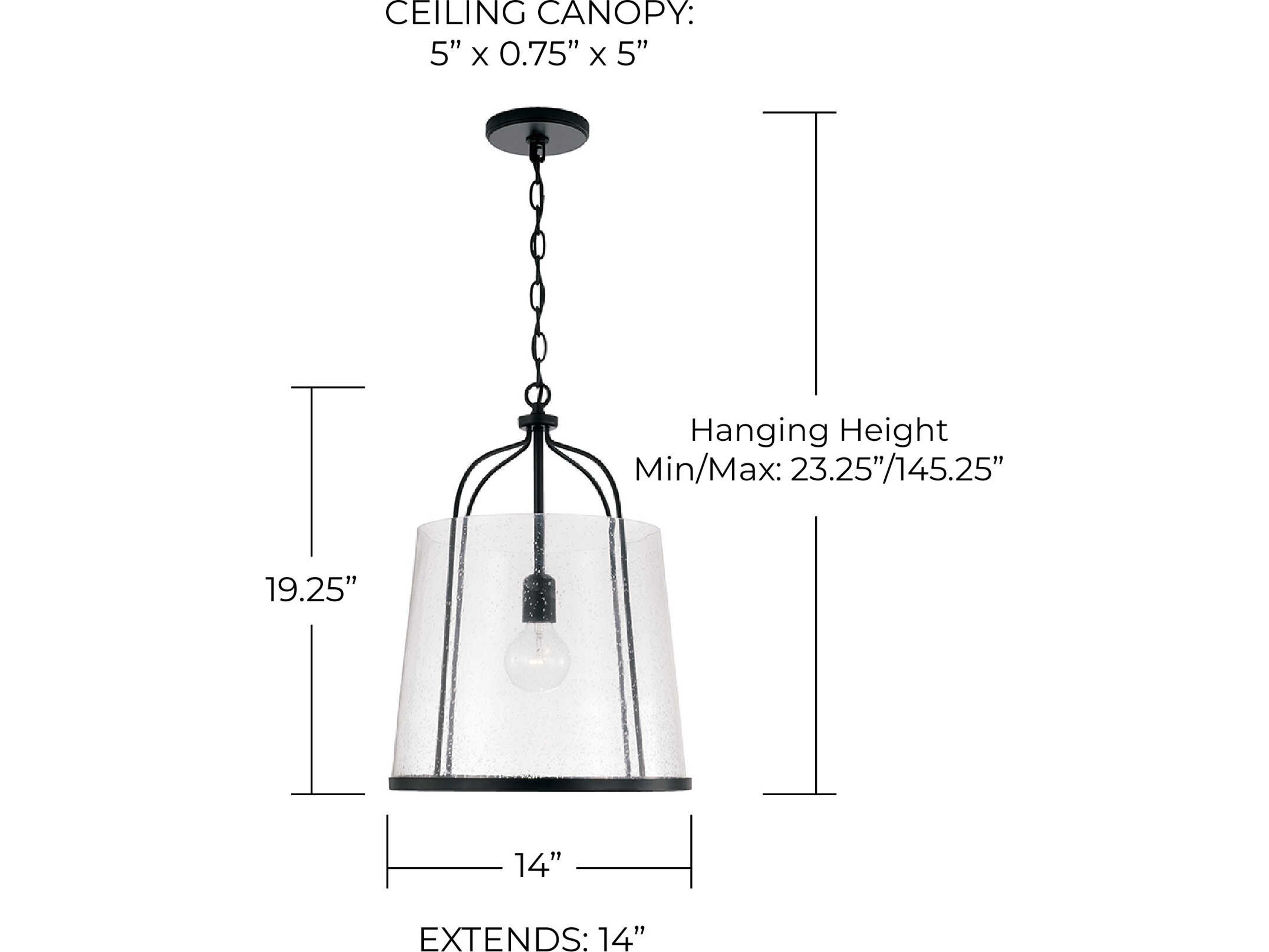 Capital Lighting Madison 1-Light Matte Black Glass Empire Pendant