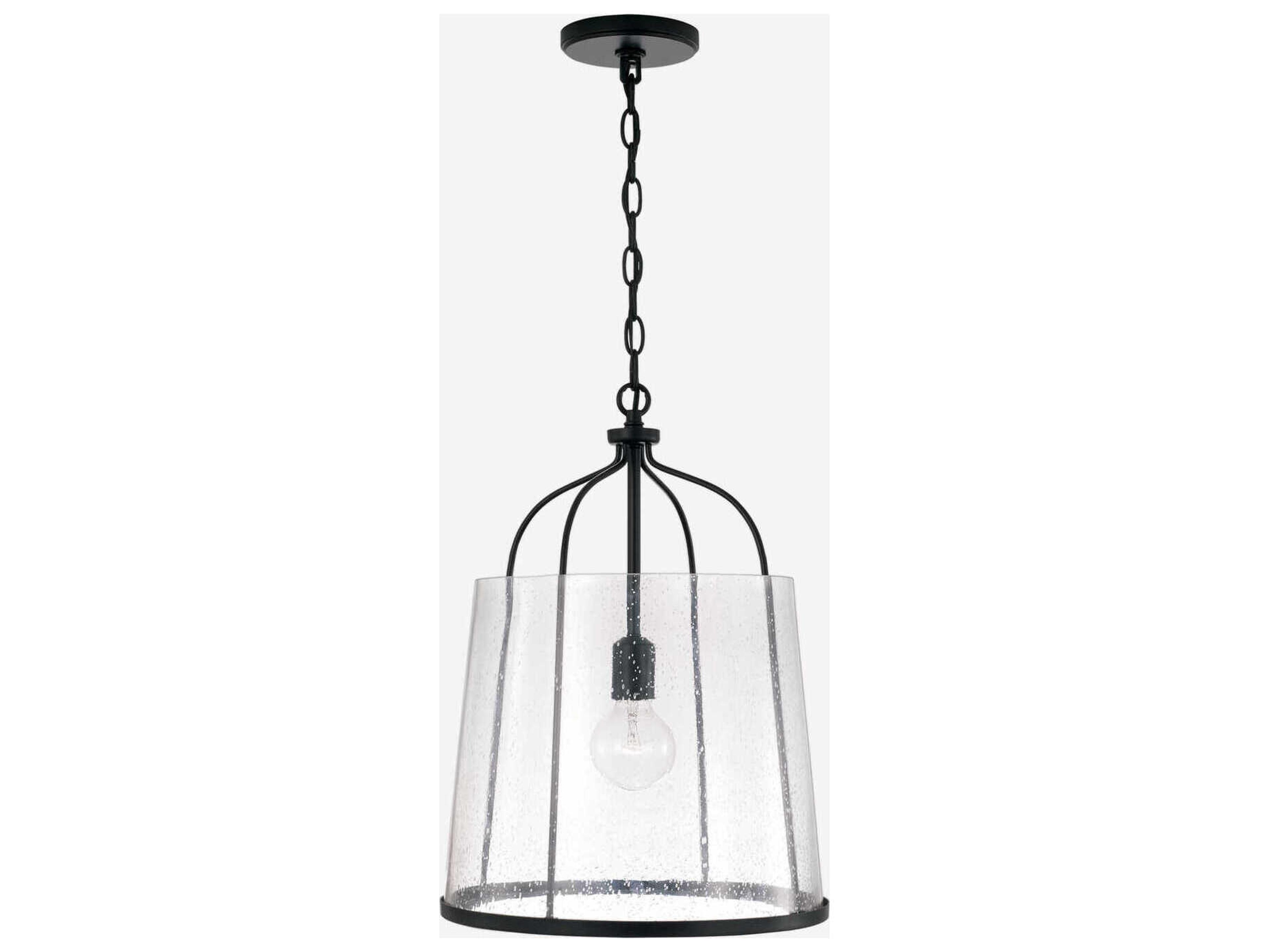 Capital Lighting Madison 1-Light Matte Black Glass Empire Pendant
