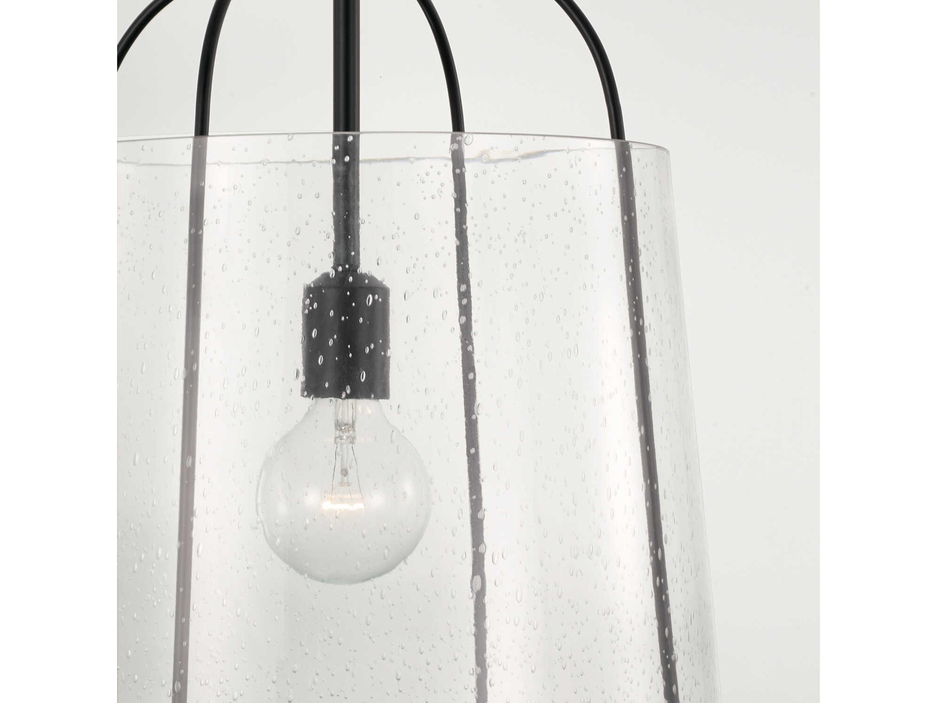 Capital Lighting Madison 1-Light Matte Black Glass Empire Pendant