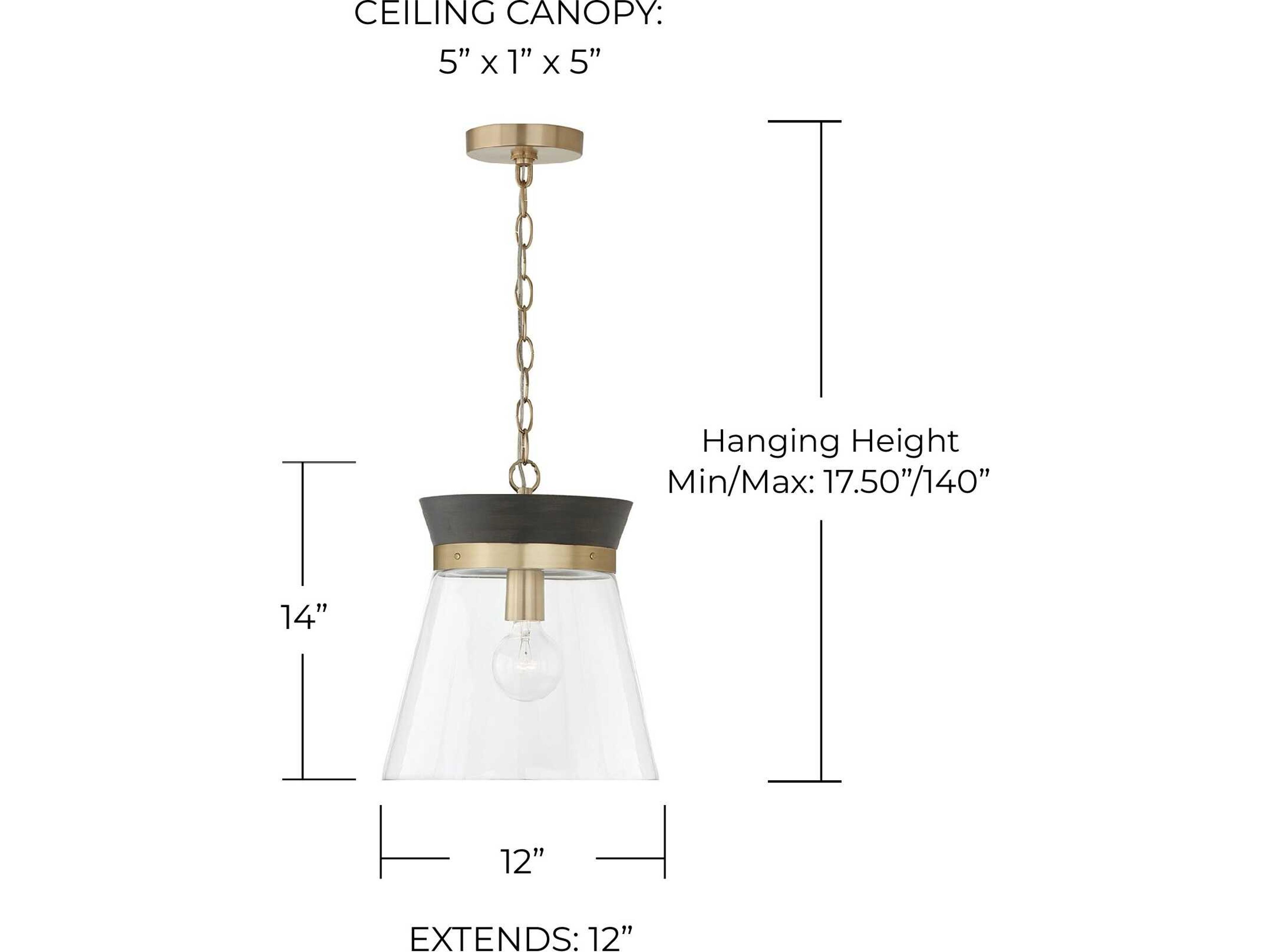 Capital Lighting Finn 1-Light Black Stain Matte Brass Glass Empire Mini Pendant