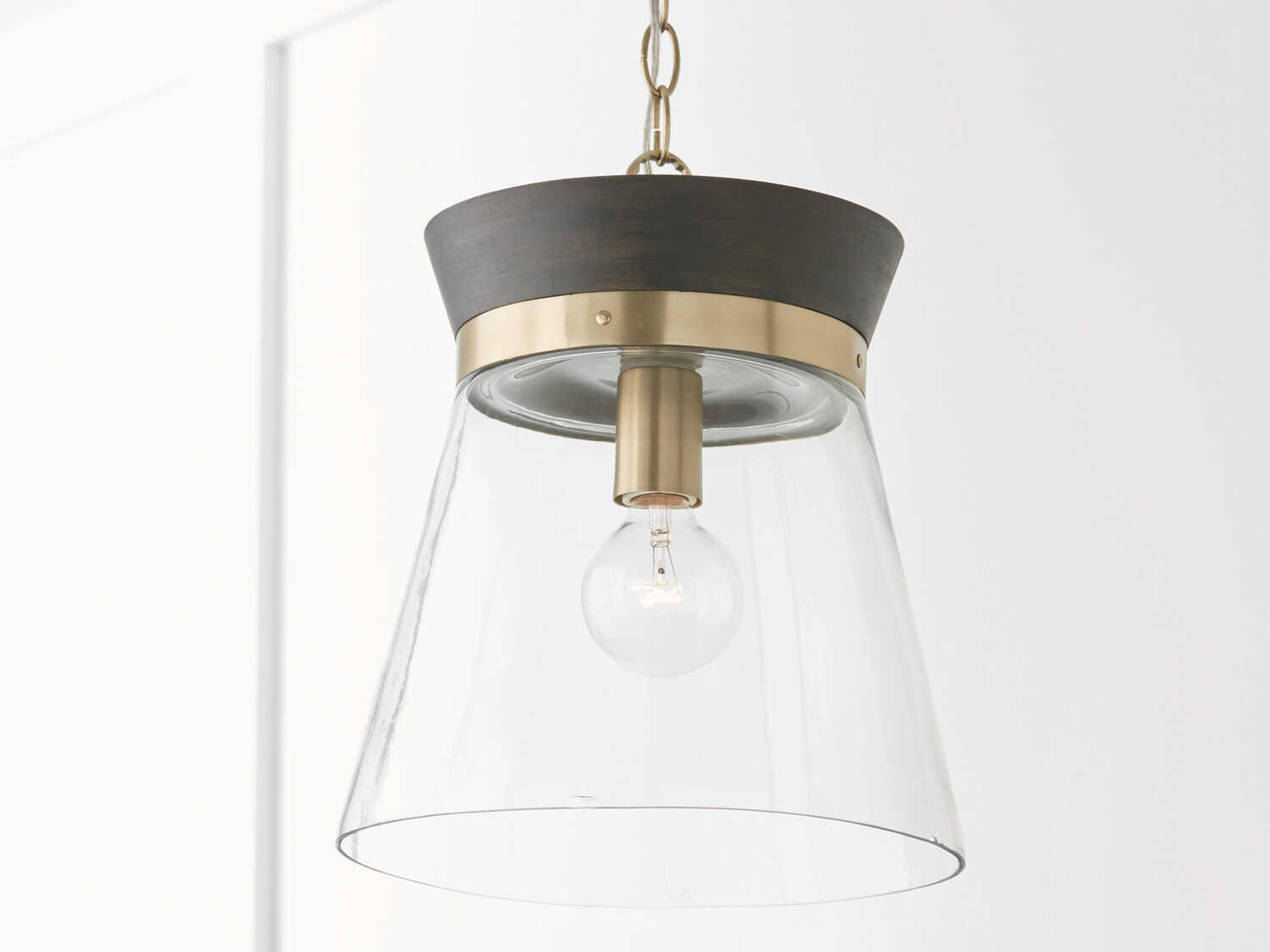 Capital Lighting Finn 1-Light Black Stain Matte Brass Glass Empire Mini Pendant
