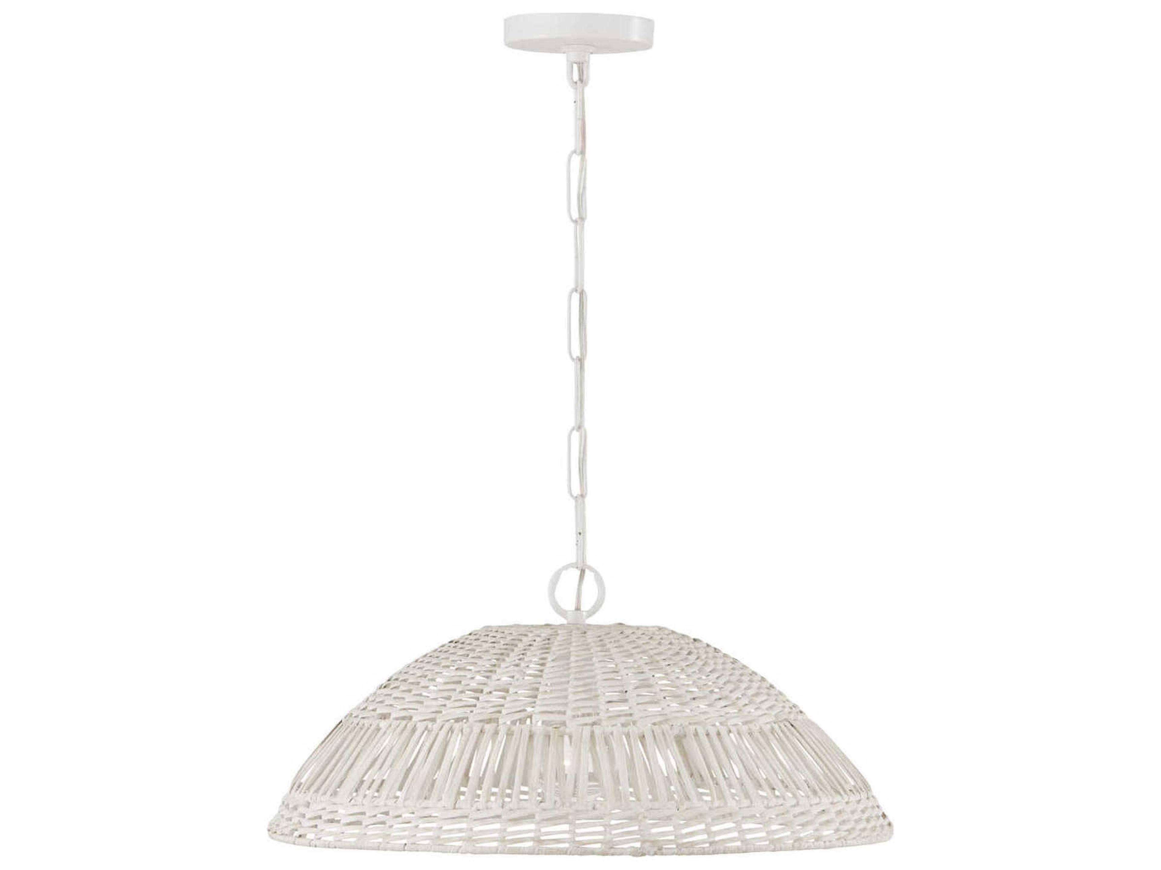 Naomi 1-Light Hand-Woven Rattan Pendant Light in Chalk White