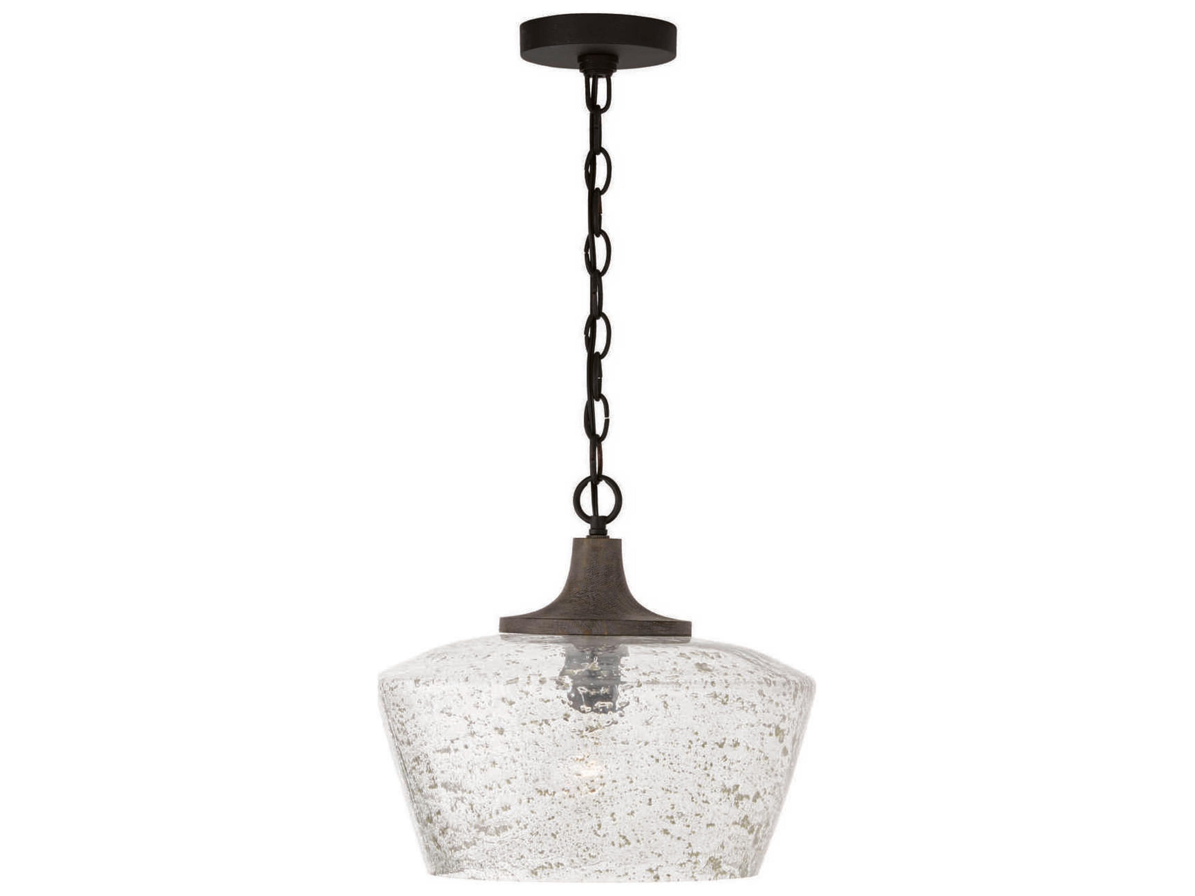Clive 1-Light Carbon Grey Black Iron Glass Dome Pendant