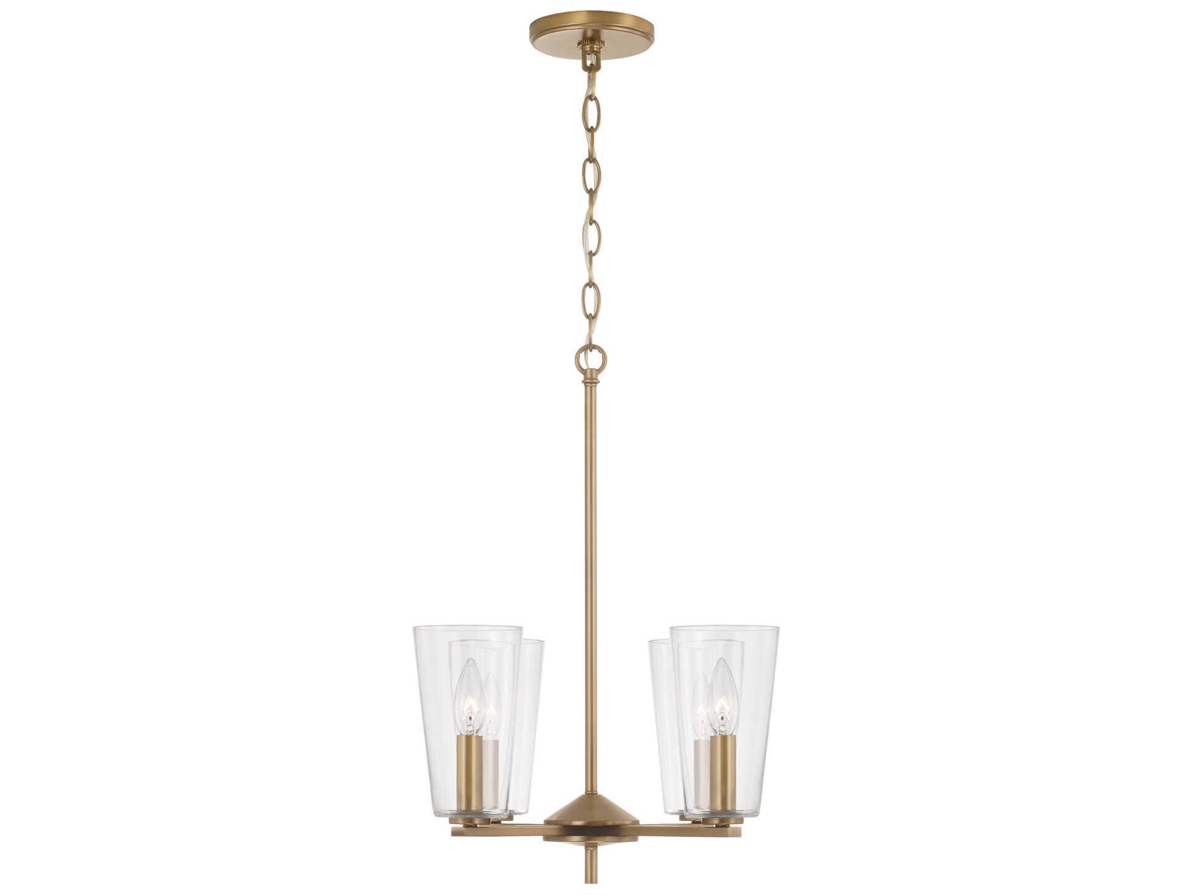 Capital Lighting Portman 4-Light Aged Brass Glass Bell Pendant