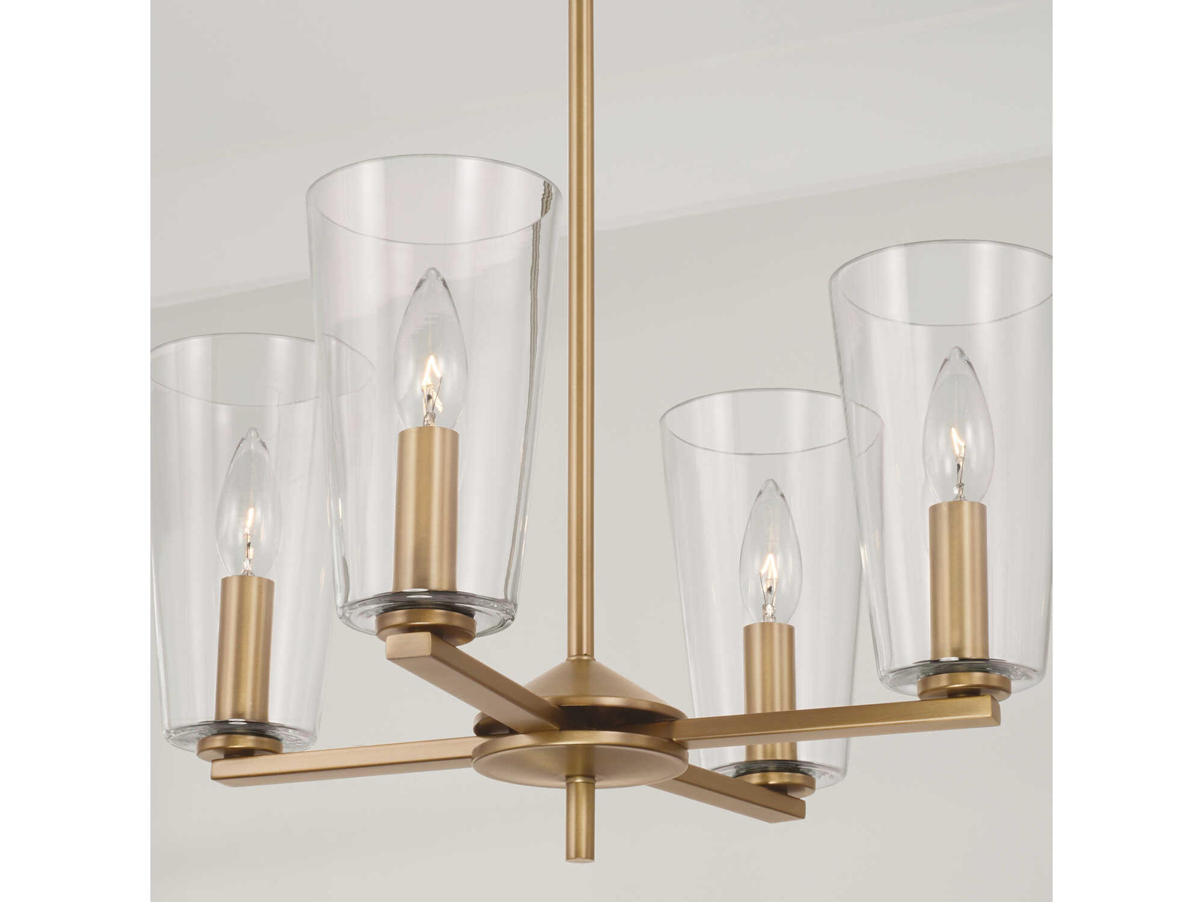 Capital Lighting Portman 4-Light Aged Brass Glass Bell Pendant
