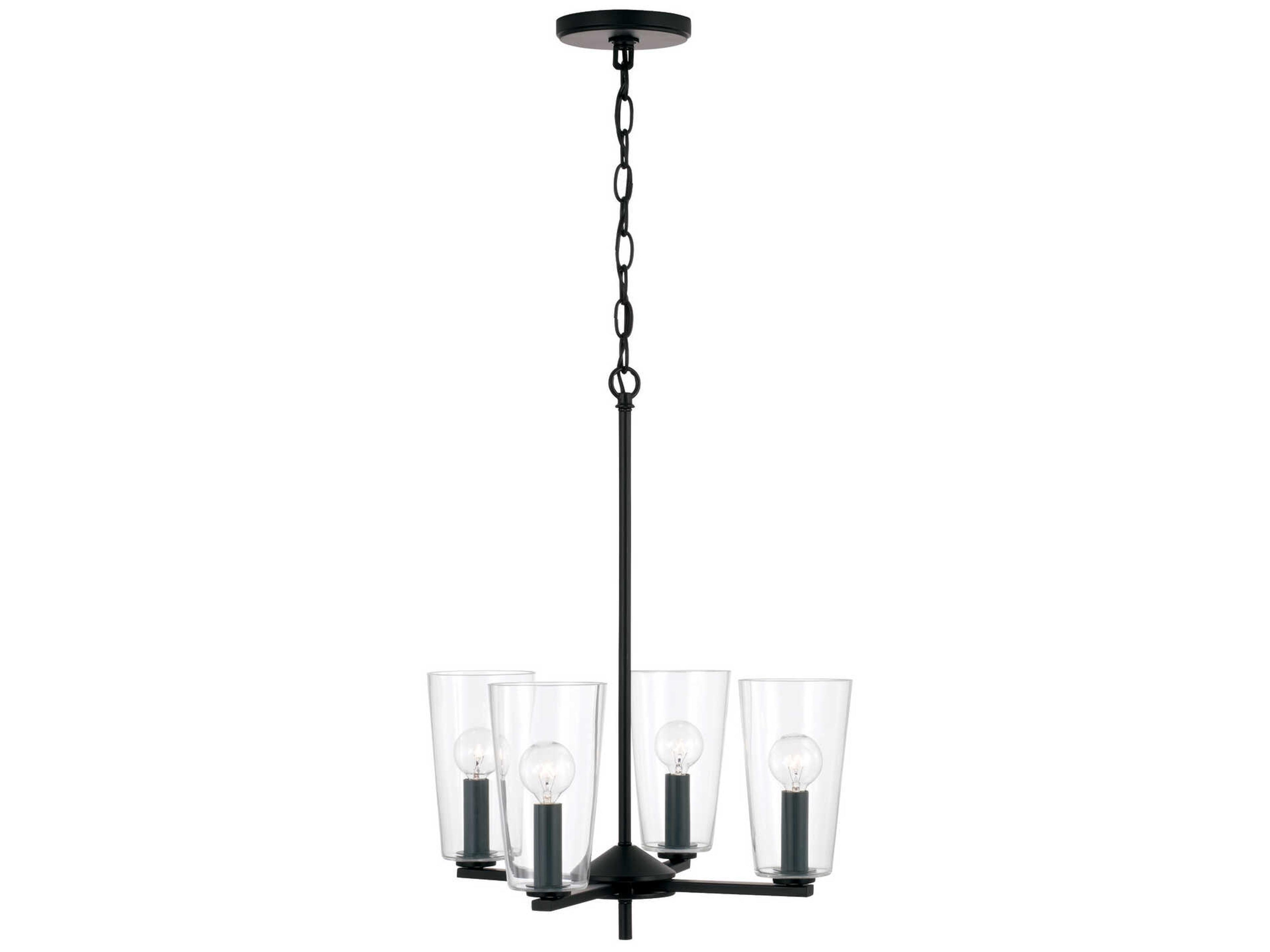 Portman 4-Light Matte Black Glass Bell Pendant