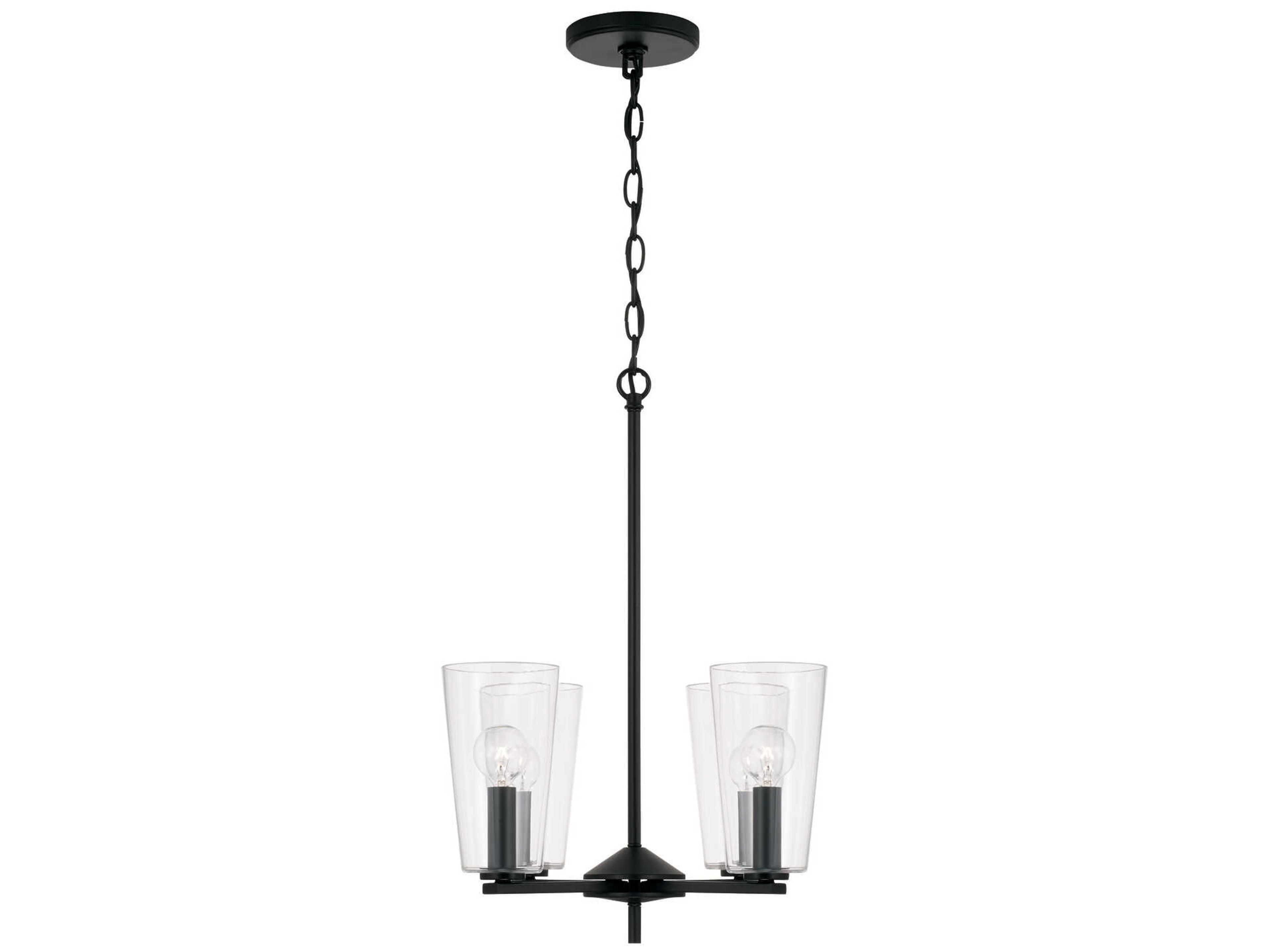 Capital Lighting Portman 4-Light Matte Black Glass Bell Pendant