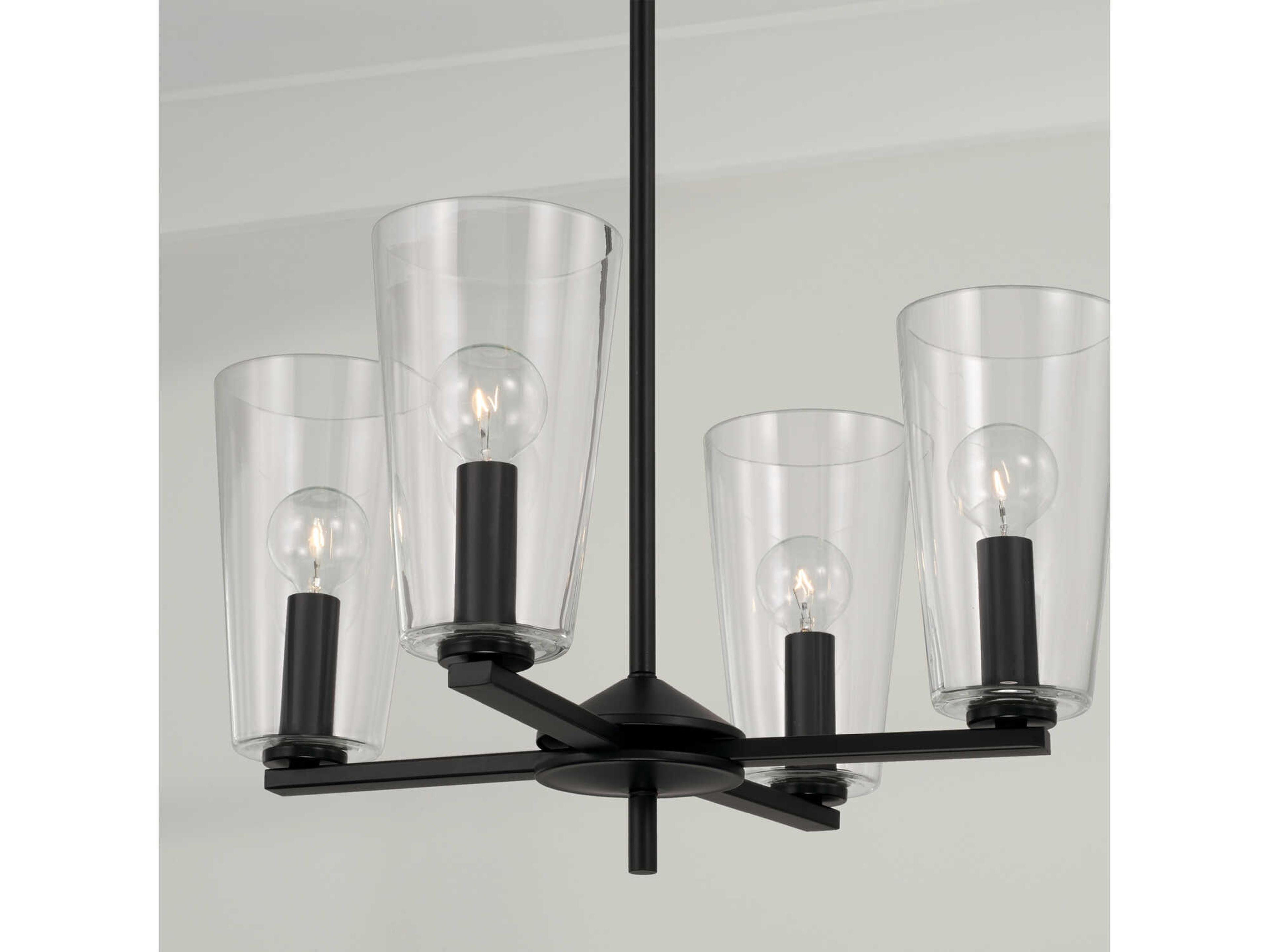Capital Lighting Portman 4-Light Matte Black Glass Bell Pendant