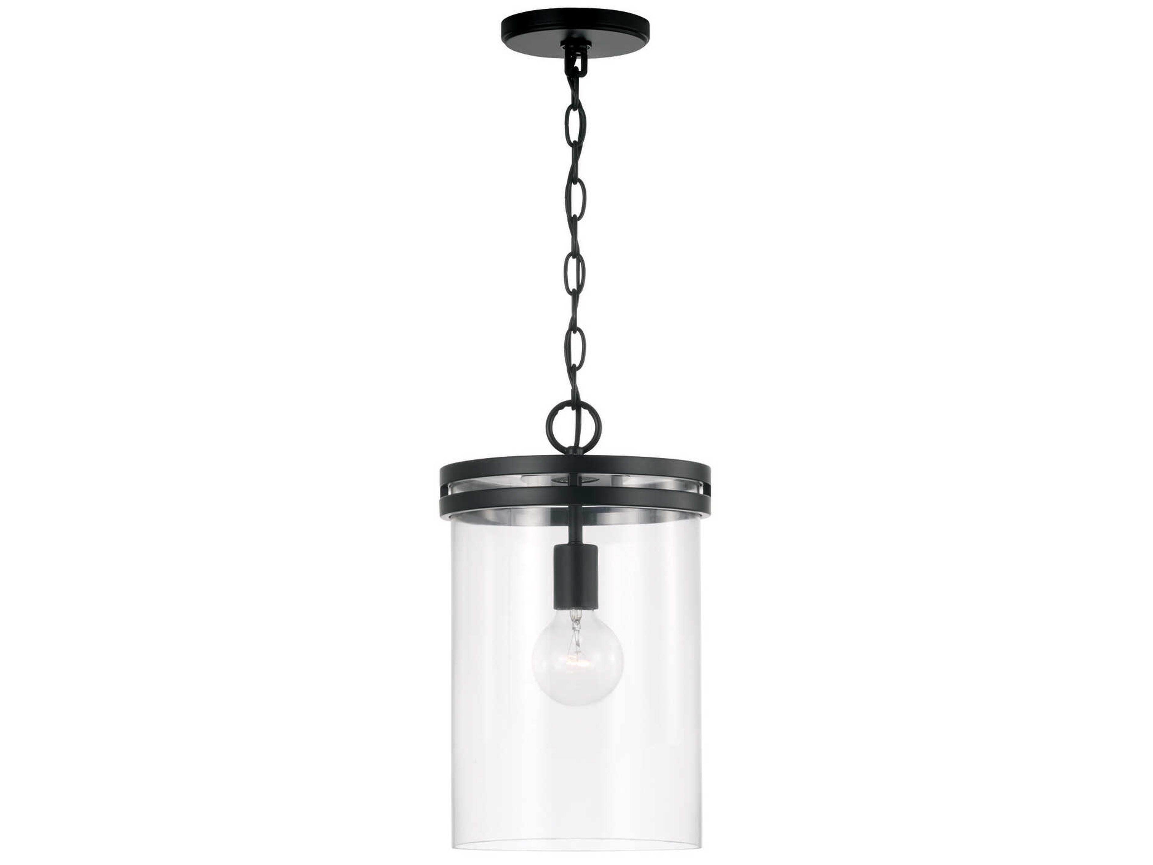 Fuller 1-Light Matte Black Glass Cylinder Mini Pendant