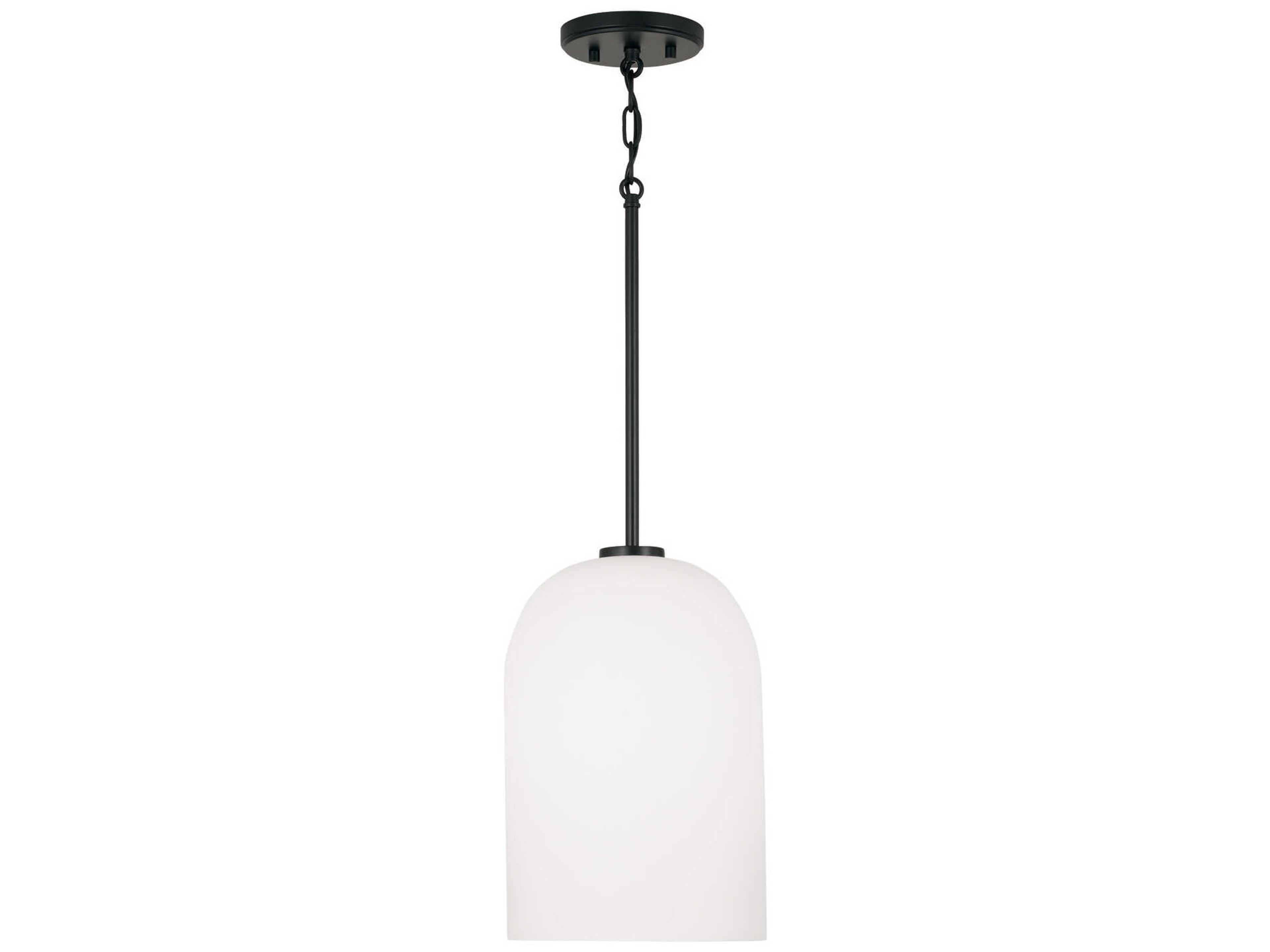 Lawson 1-Light Matte Black Glass Bell Mini Pendant