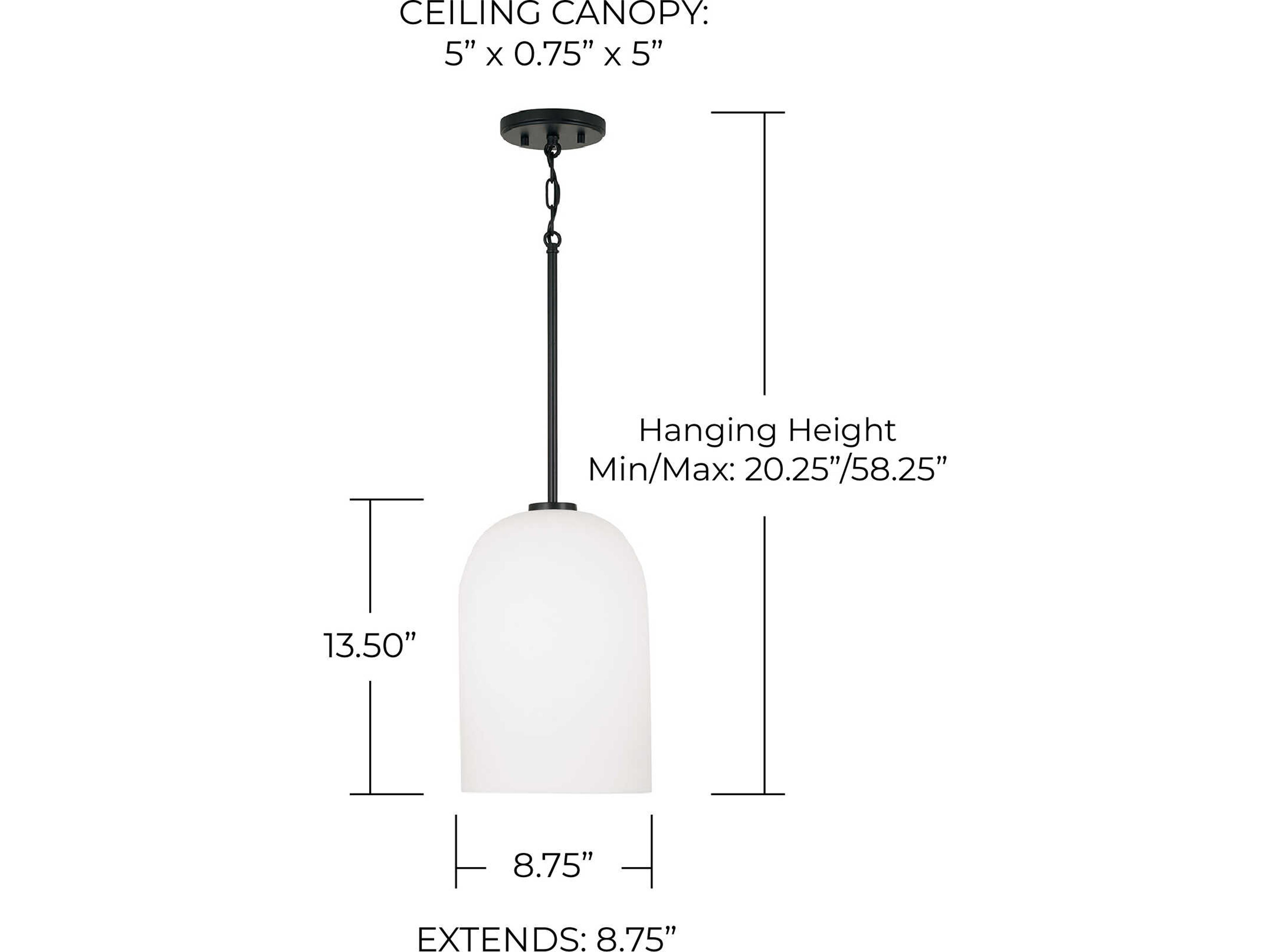 Capital Lighting Lawson 1-Light Matte Black Glass Bell Mini Pendant