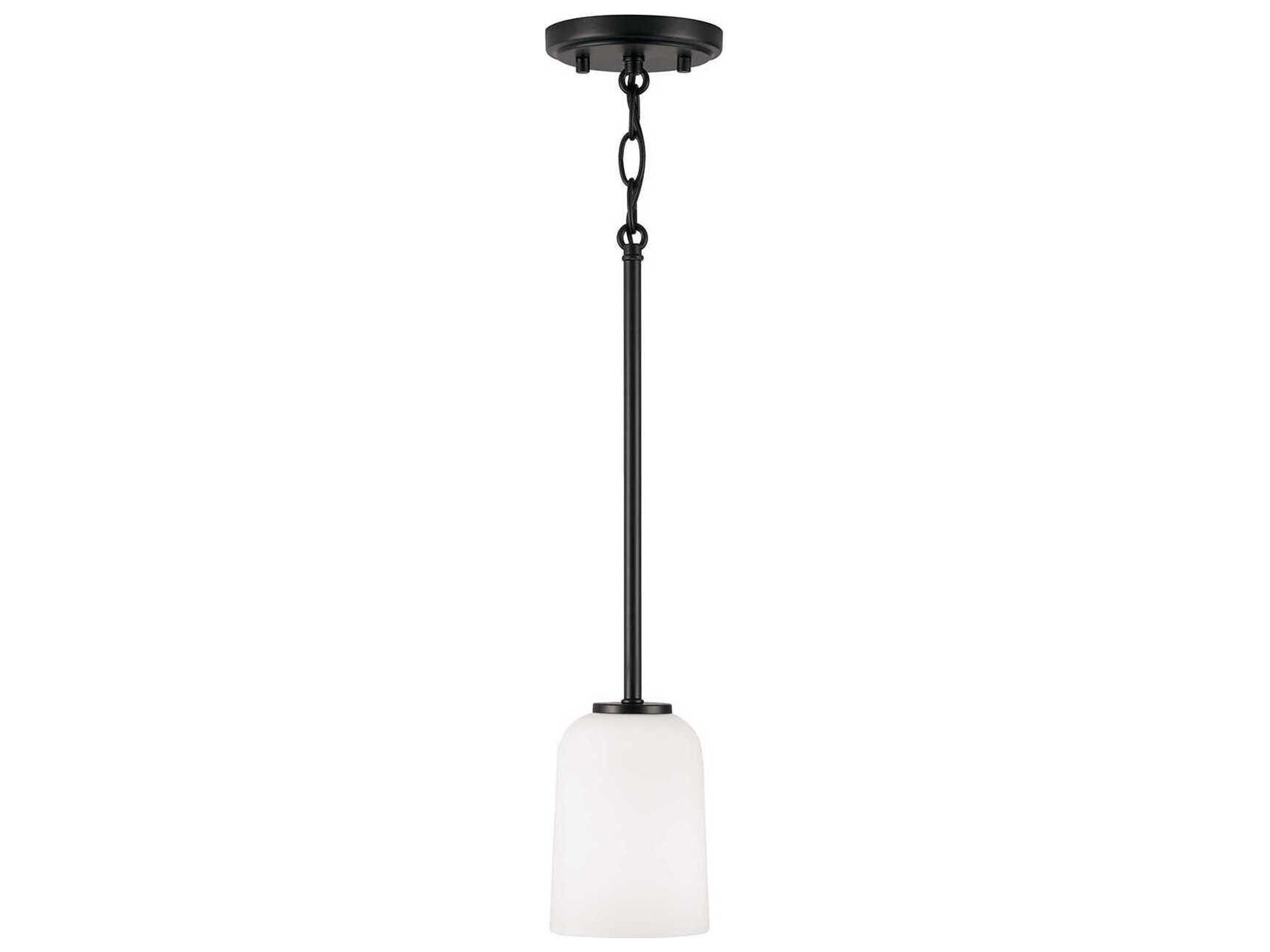 Lawson 1-Light Matte Black Glass Bell Mini Pendant