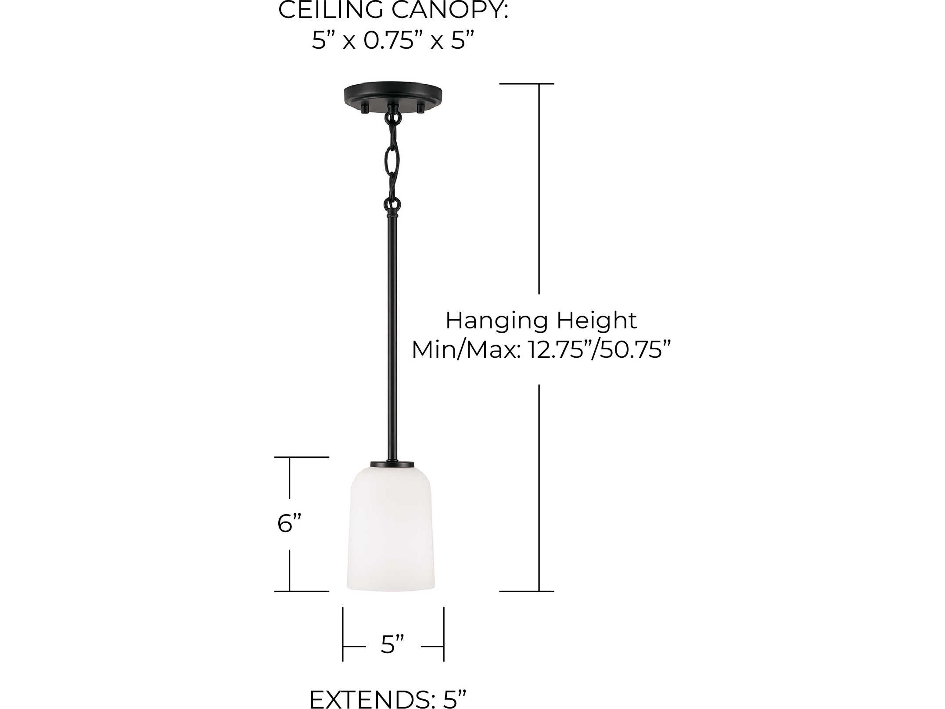 Capital Lighting Lawson 1-Light Matte Black Glass Bell Mini Pendant