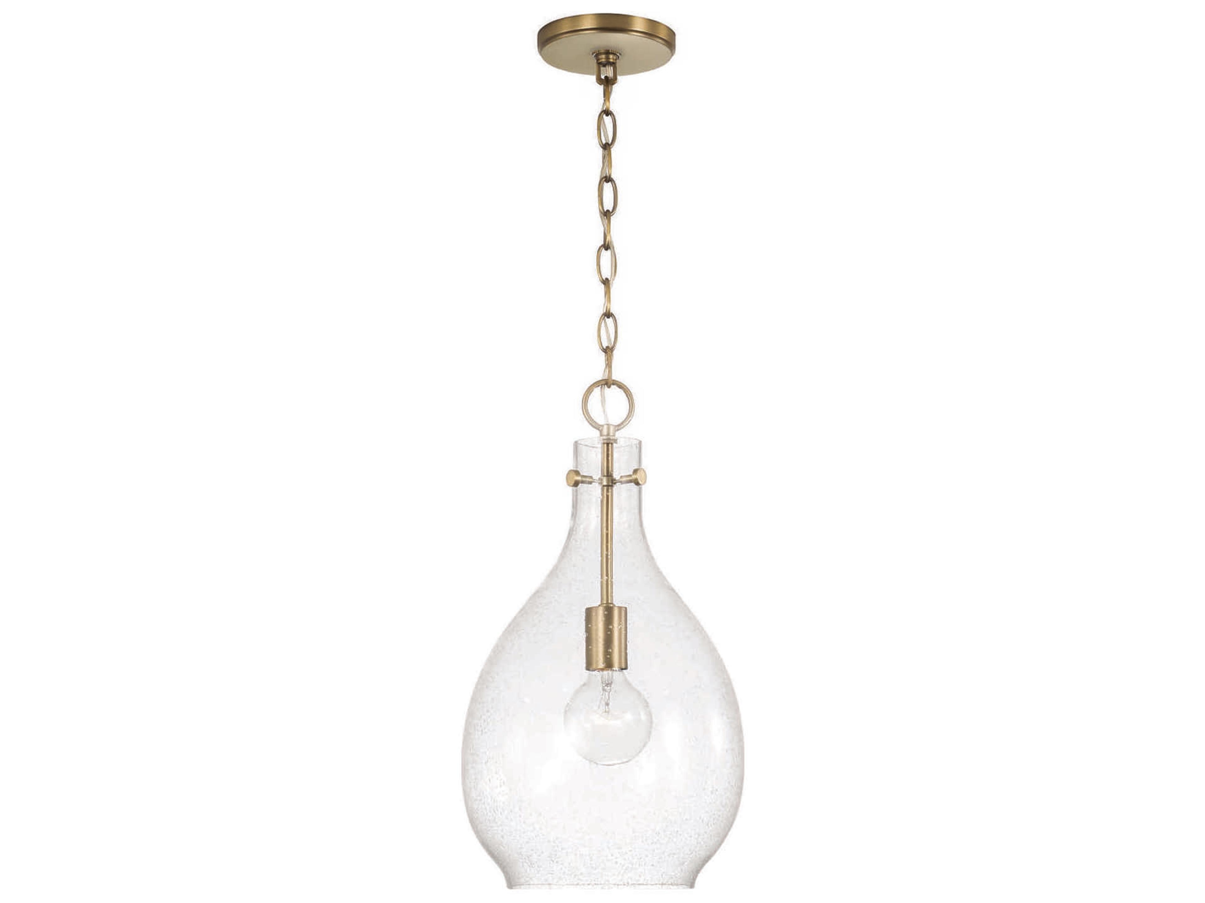 Brentwood 1-Light Aged Brass Glass Mini Pendant