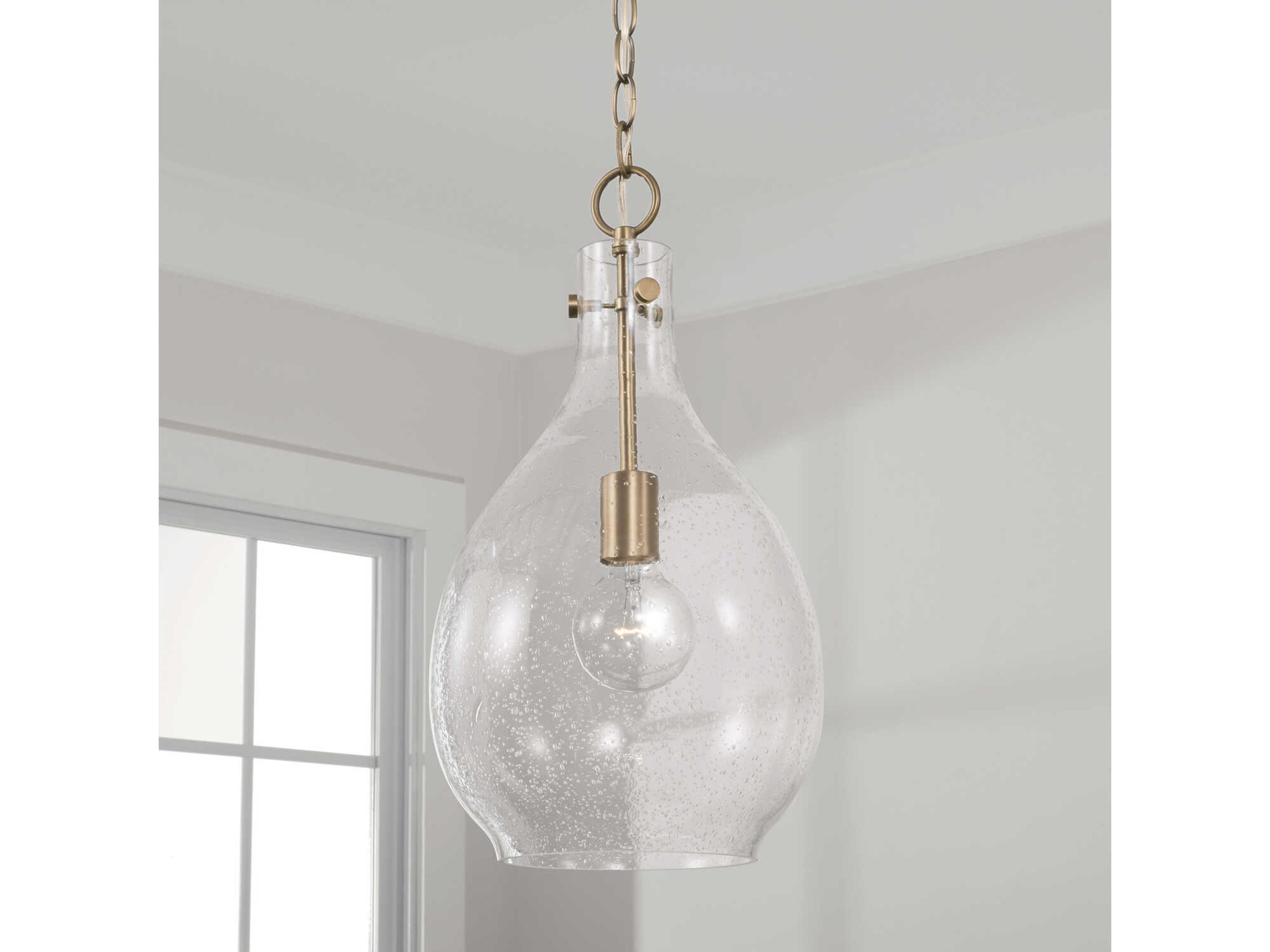 Capital Lighting Brentwood 1-Light Aged Brass Glass Mini Pendant