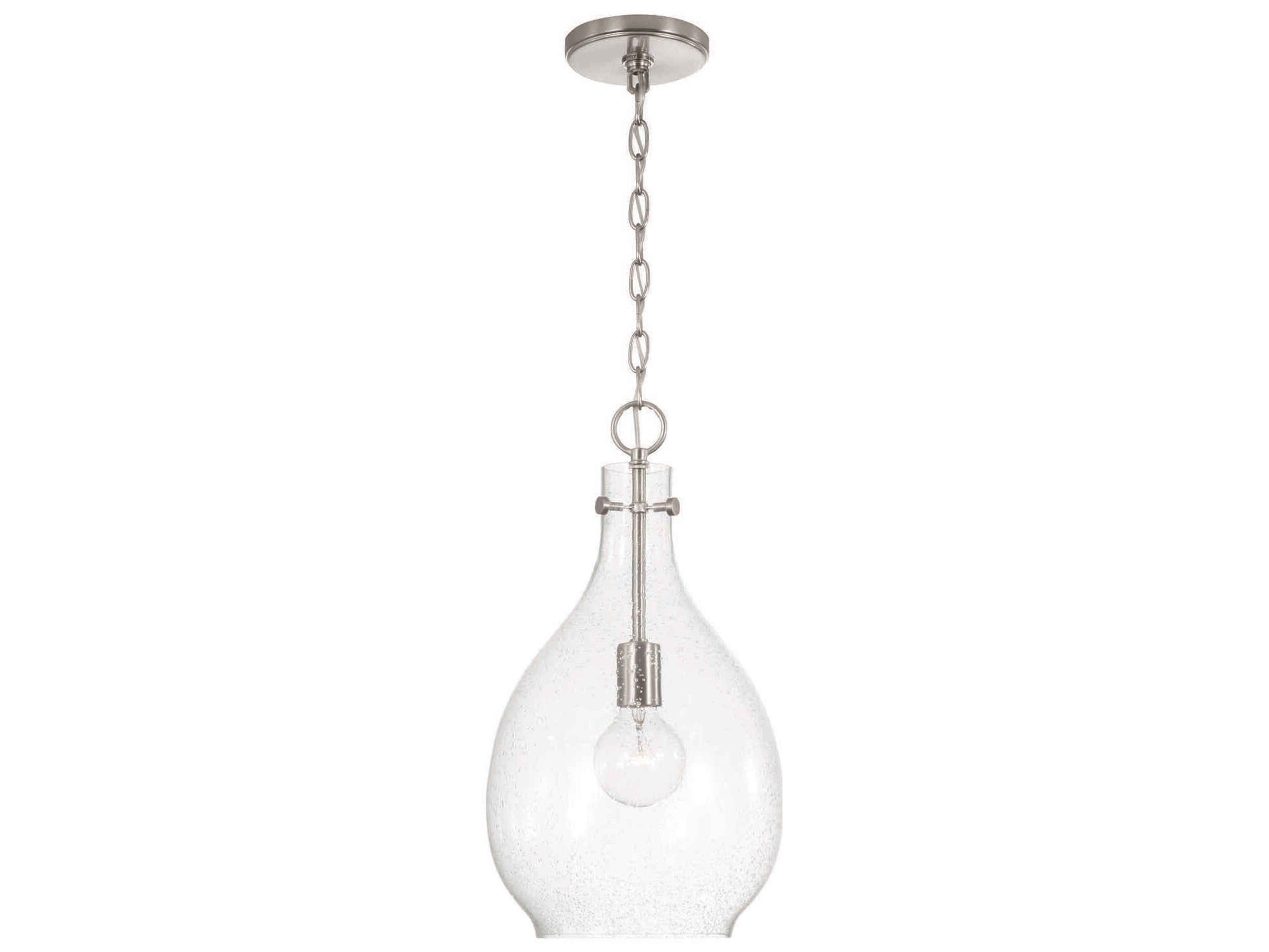 Brentwood 1-Light Brushed Nickel Glass Mini Pendant