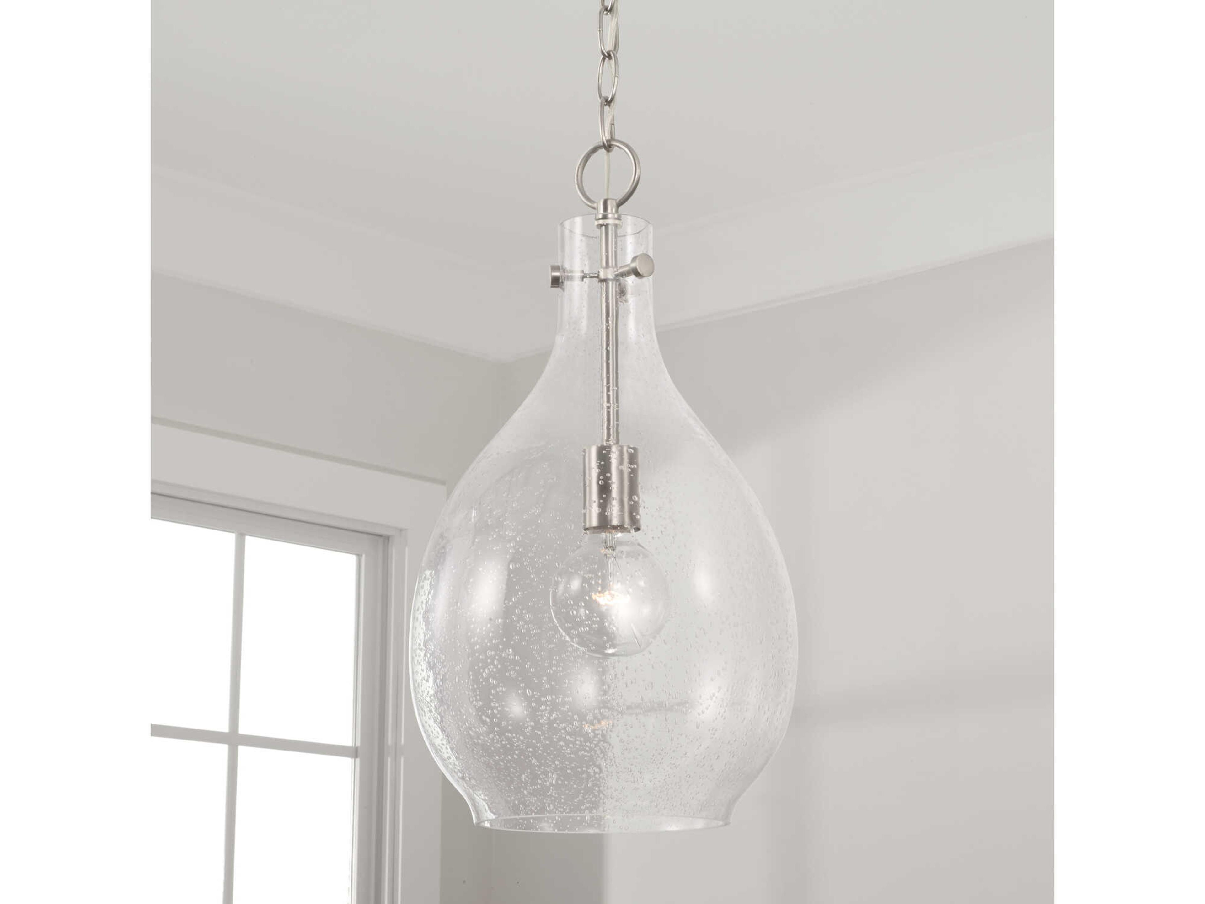 Capital Lighting Brentwood 1-Light Brushed Nickel Glass Mini Pendant