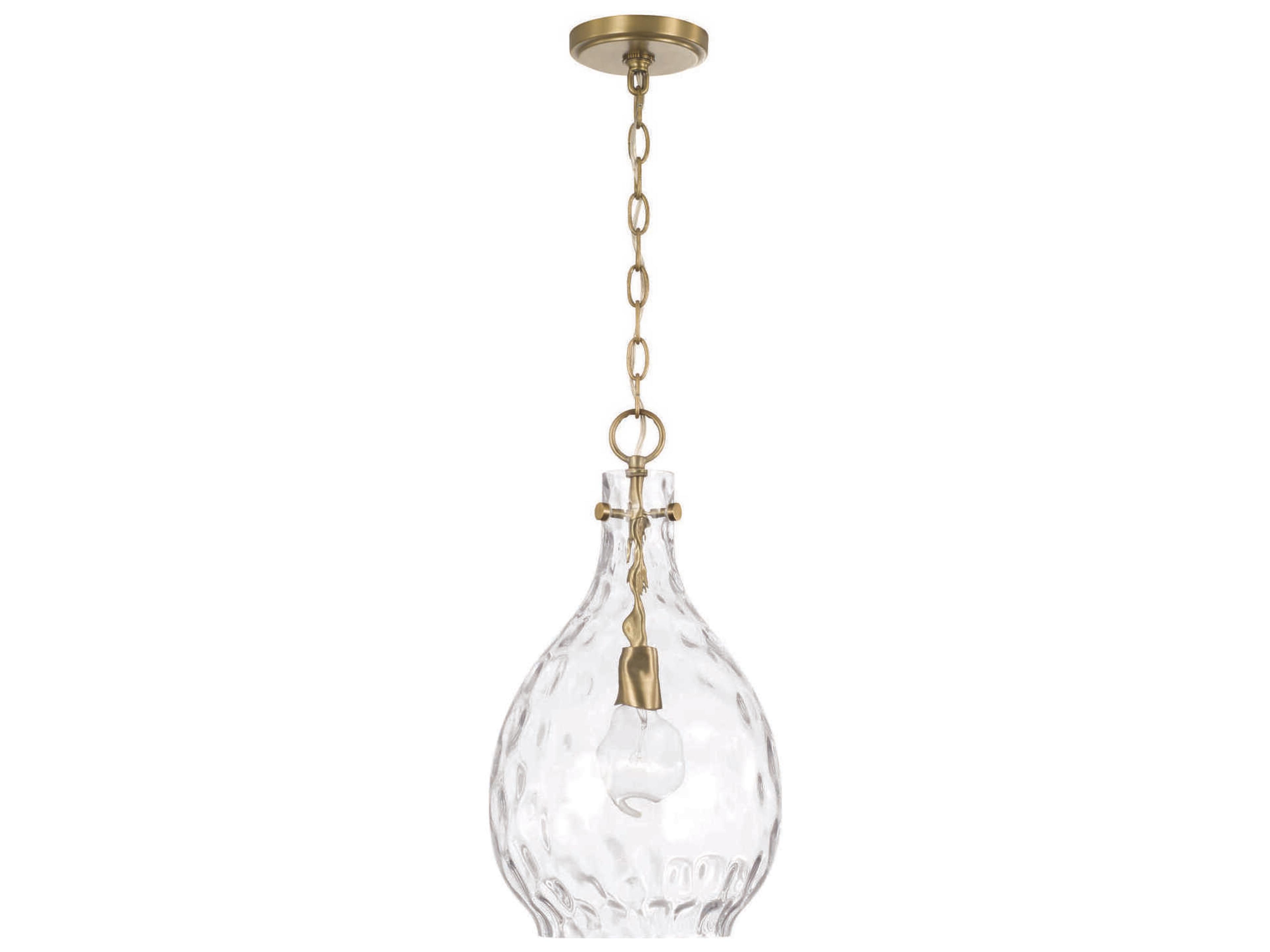 Brentwood 1-Light Aged Brass Glass Mini Pendant