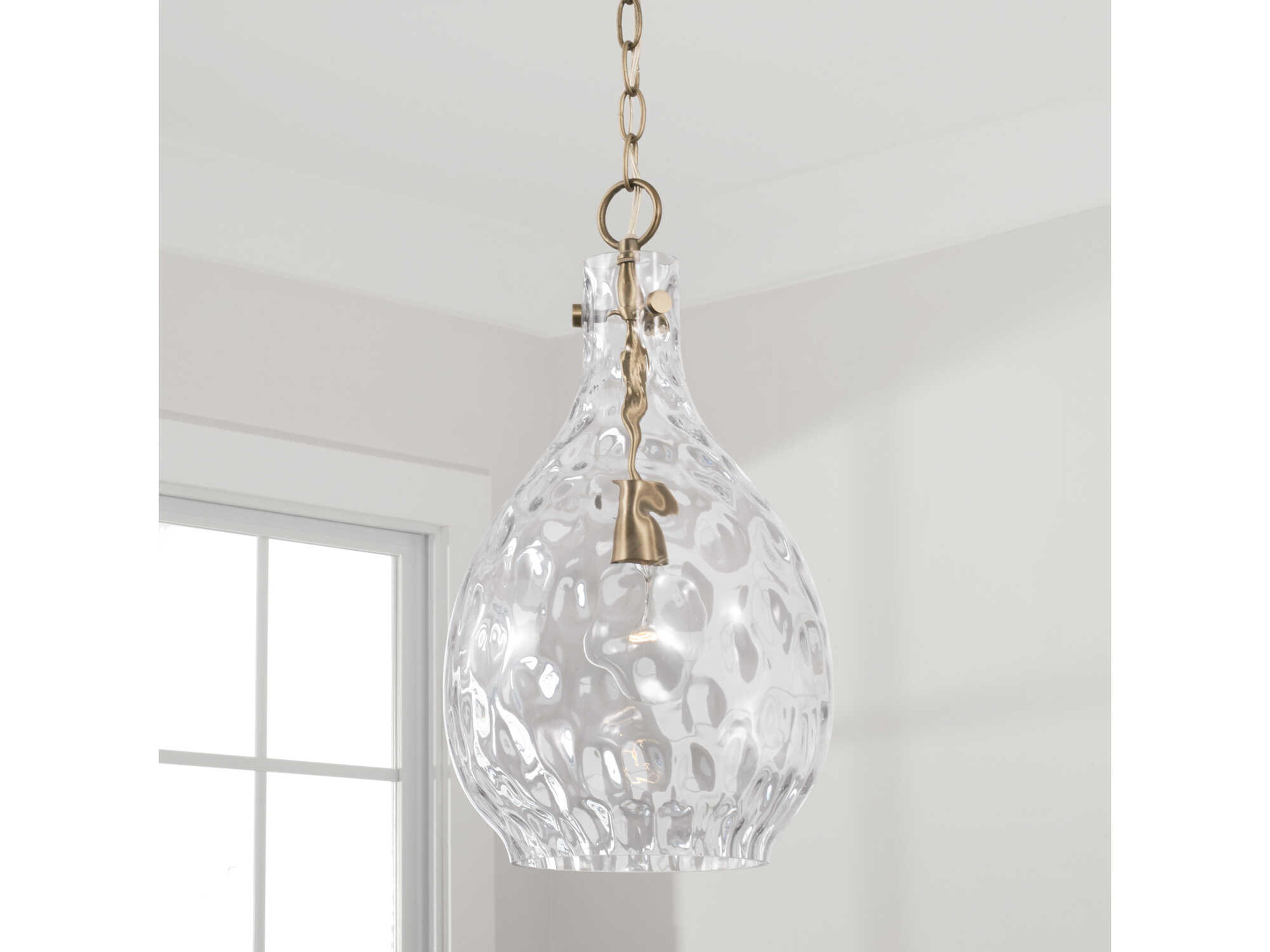 Capital Lighting Brentwood 1-Light Aged Brass Glass Mini Pendant