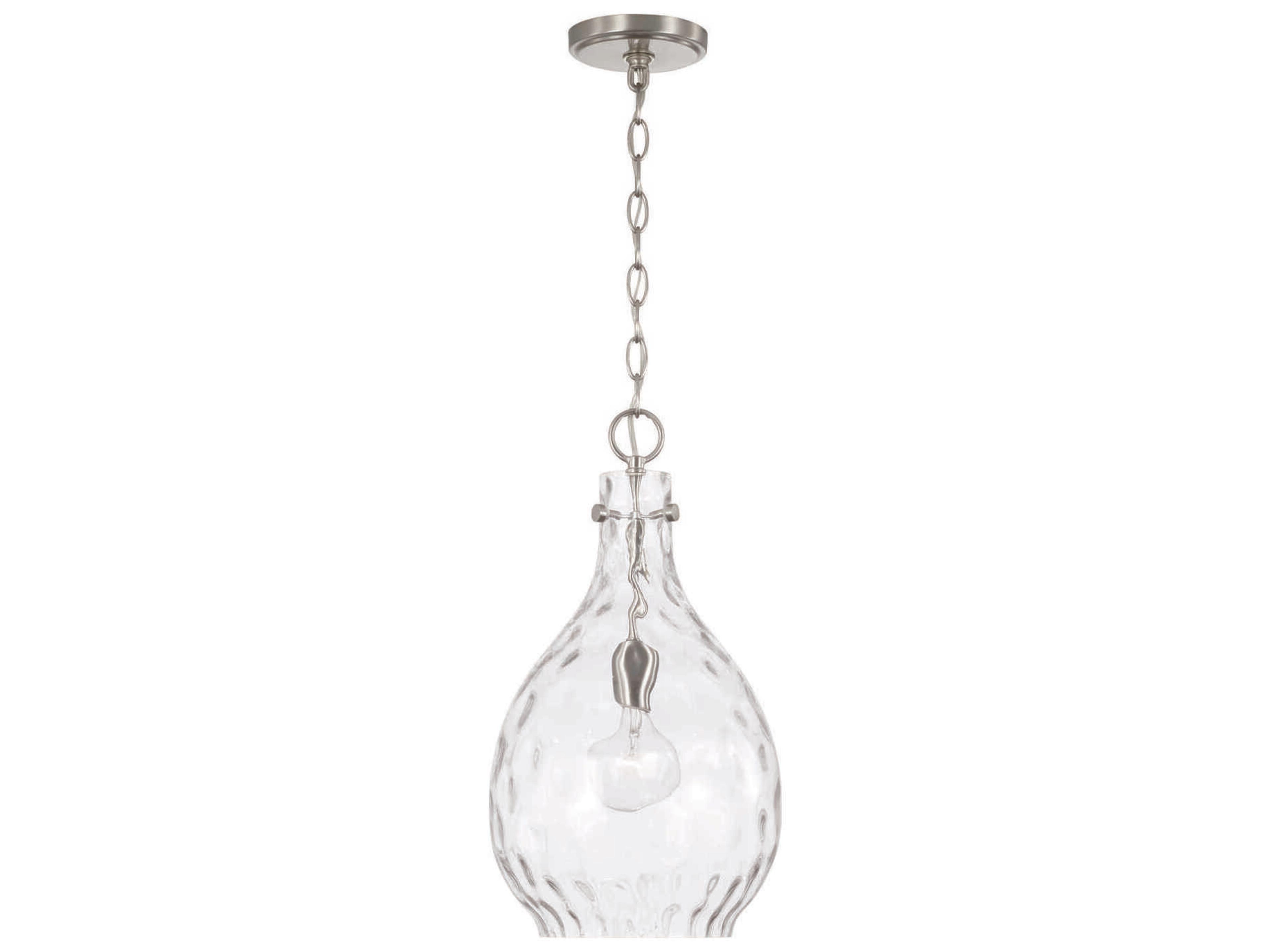 Brentwood 1-Light Brushed Nickel Glass Mini Pendant