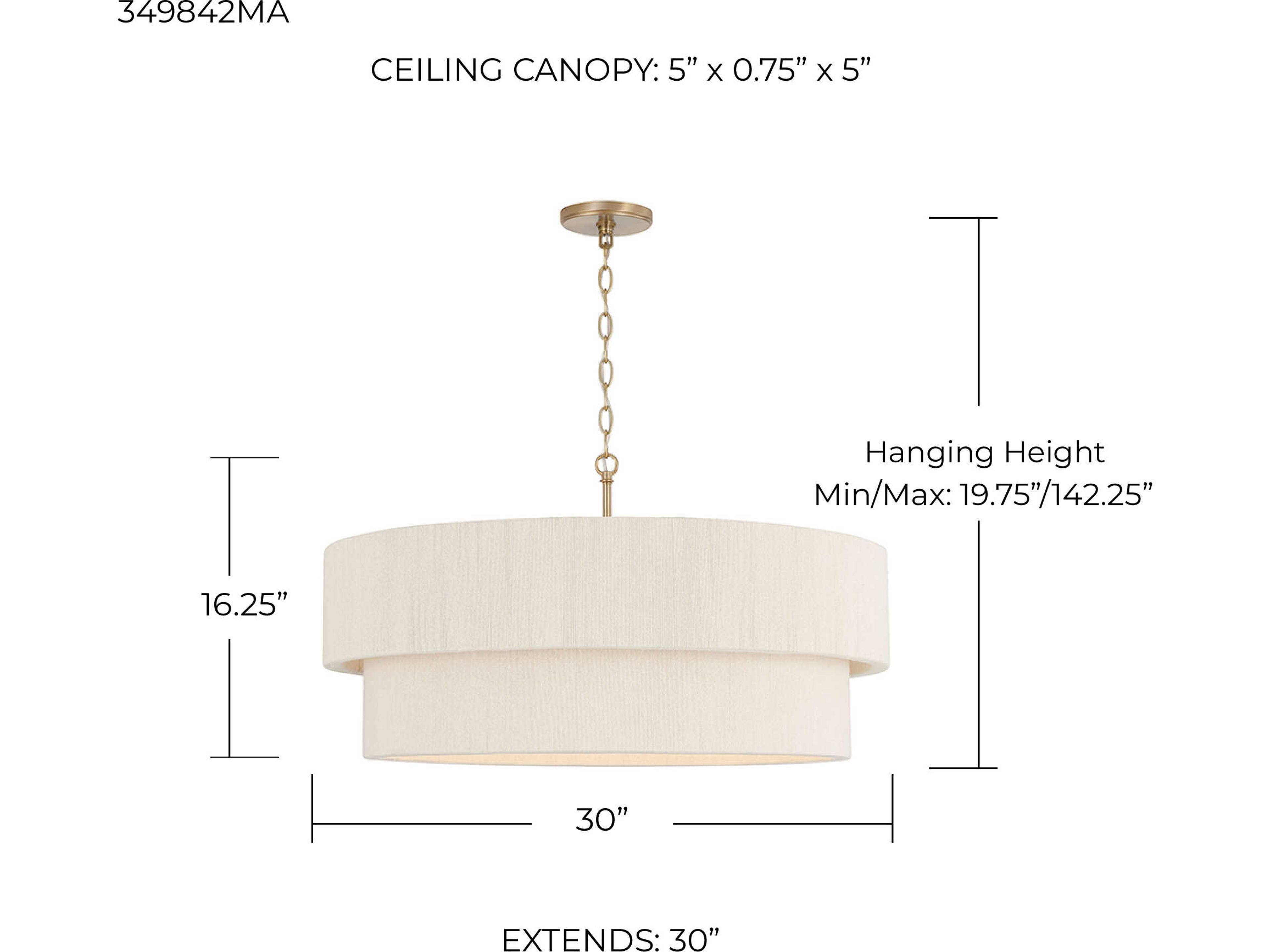 Capital Lighting Delaney 4-Light Matte Brass Drum Pendant