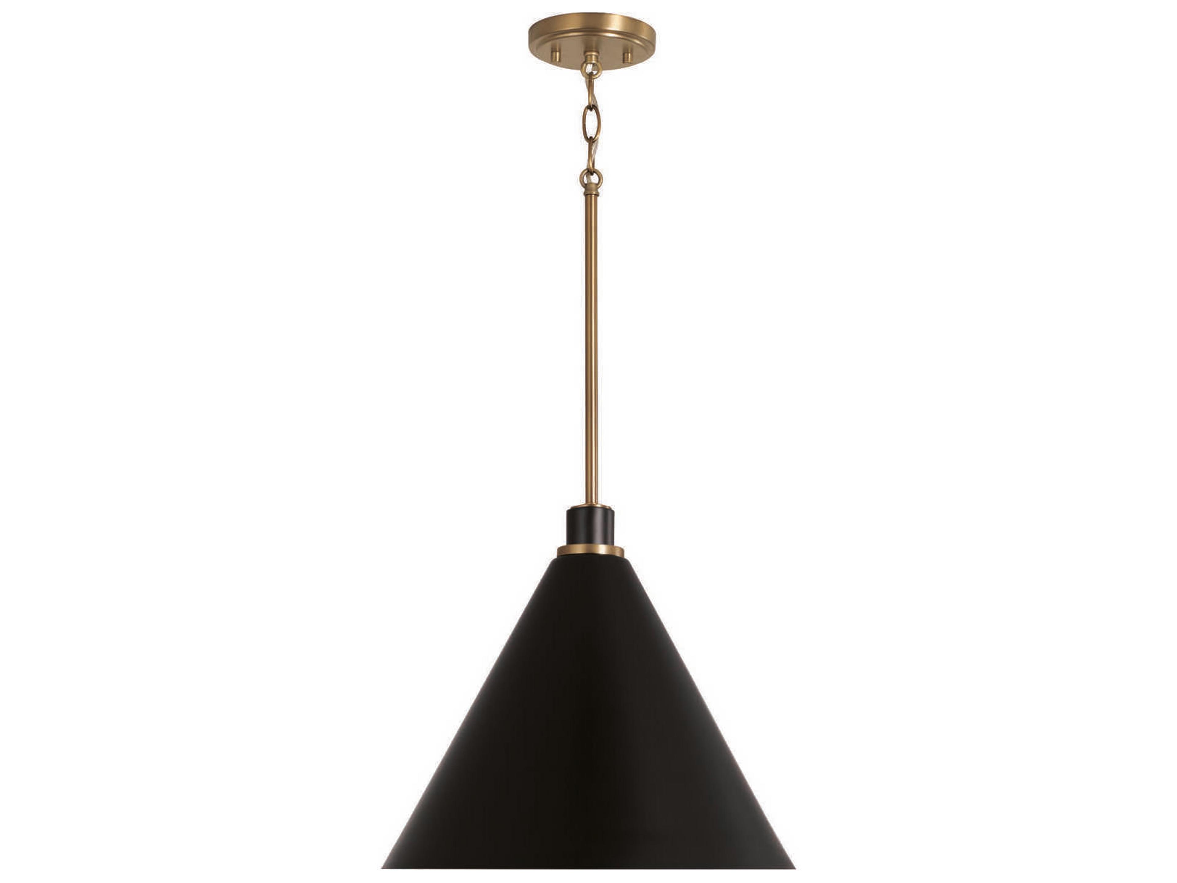 Bradley 1-Light Aged Brass Black Pendant