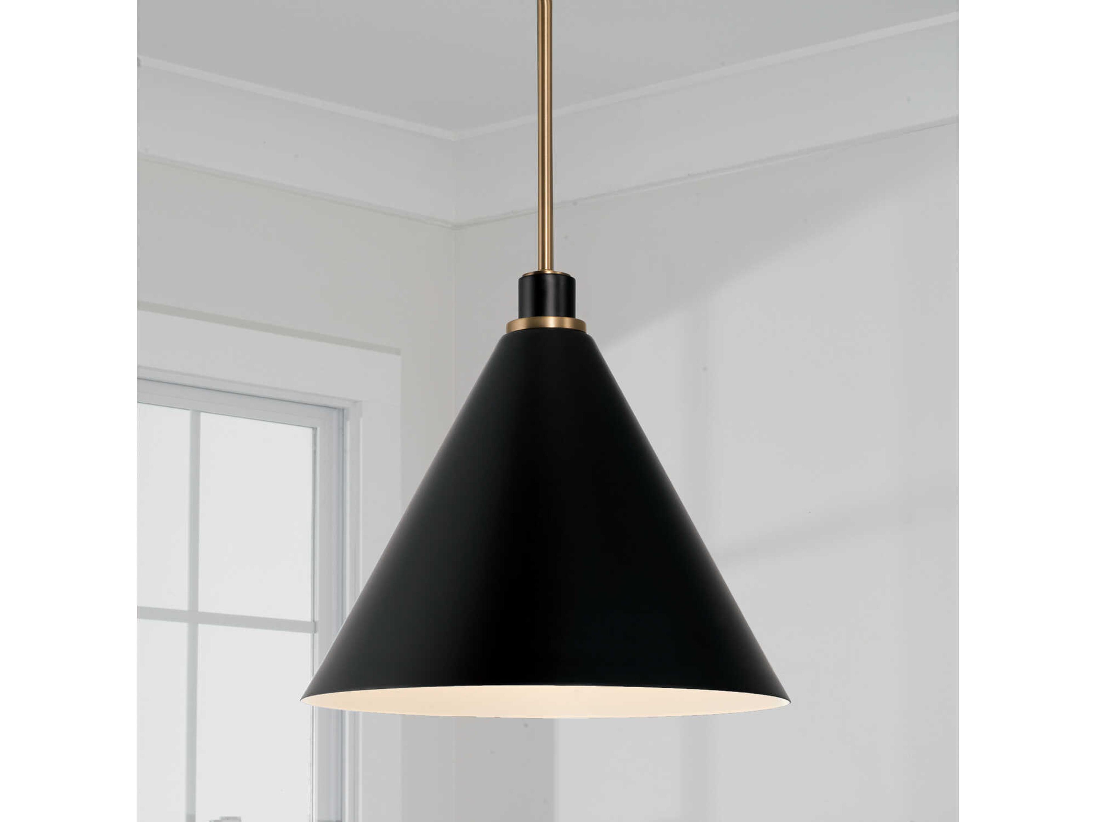 Capital Lighting Bradley 1-Light Aged Brass Black Pendant