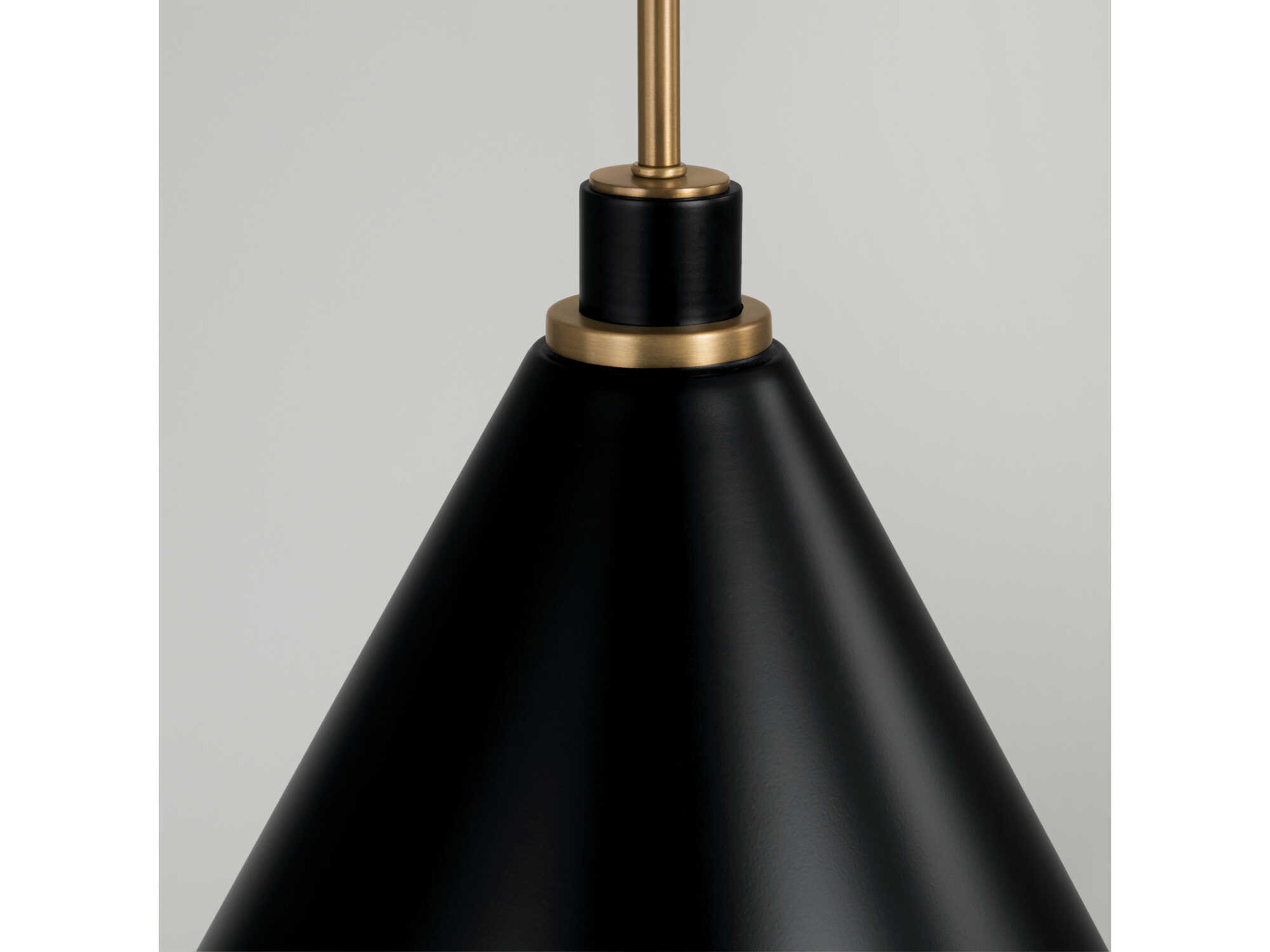 Capital Lighting Bradley 1-Light Aged Brass Black Pendant