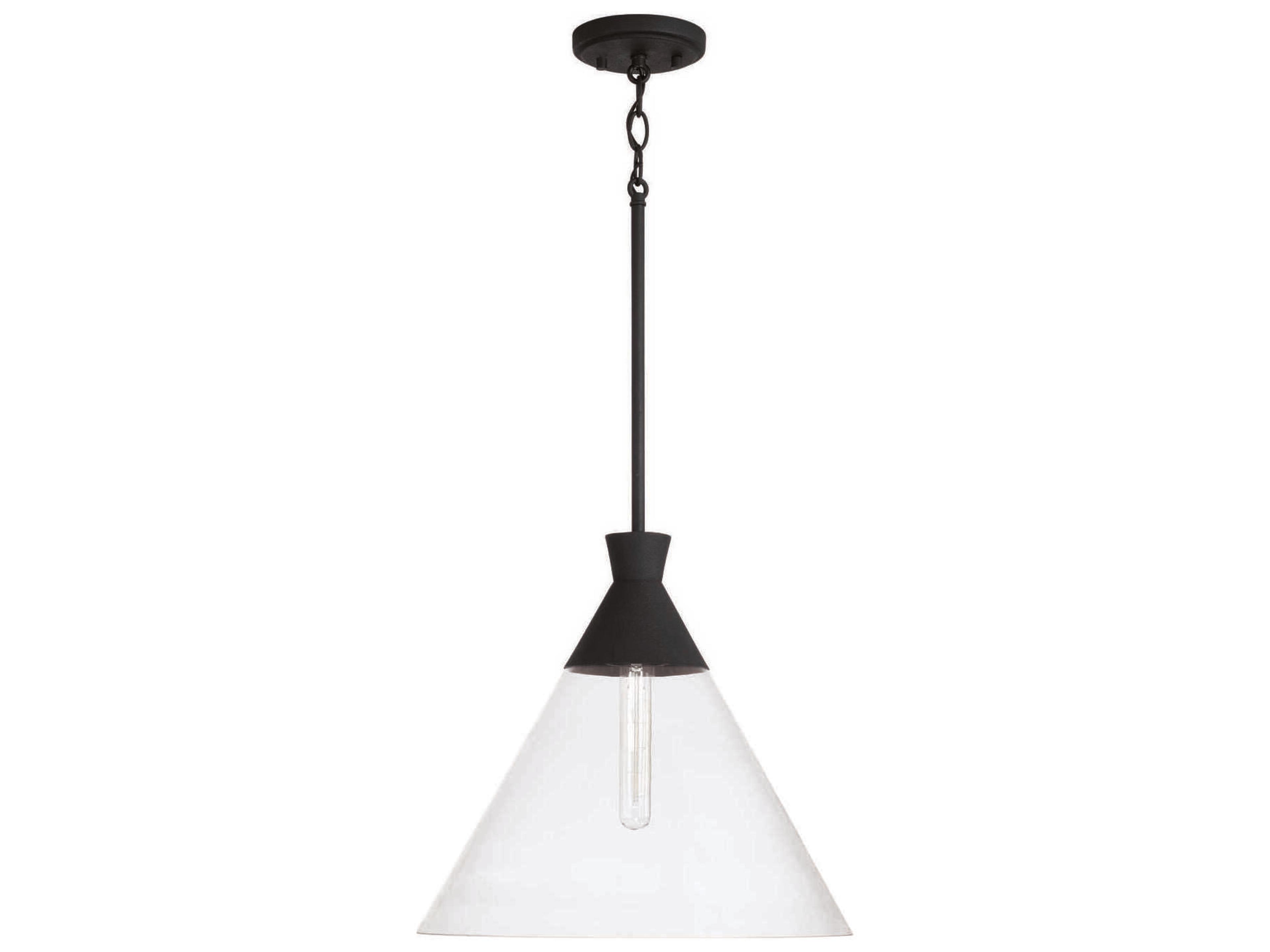 Paloma 1-Light Textured Black Glass Pendant