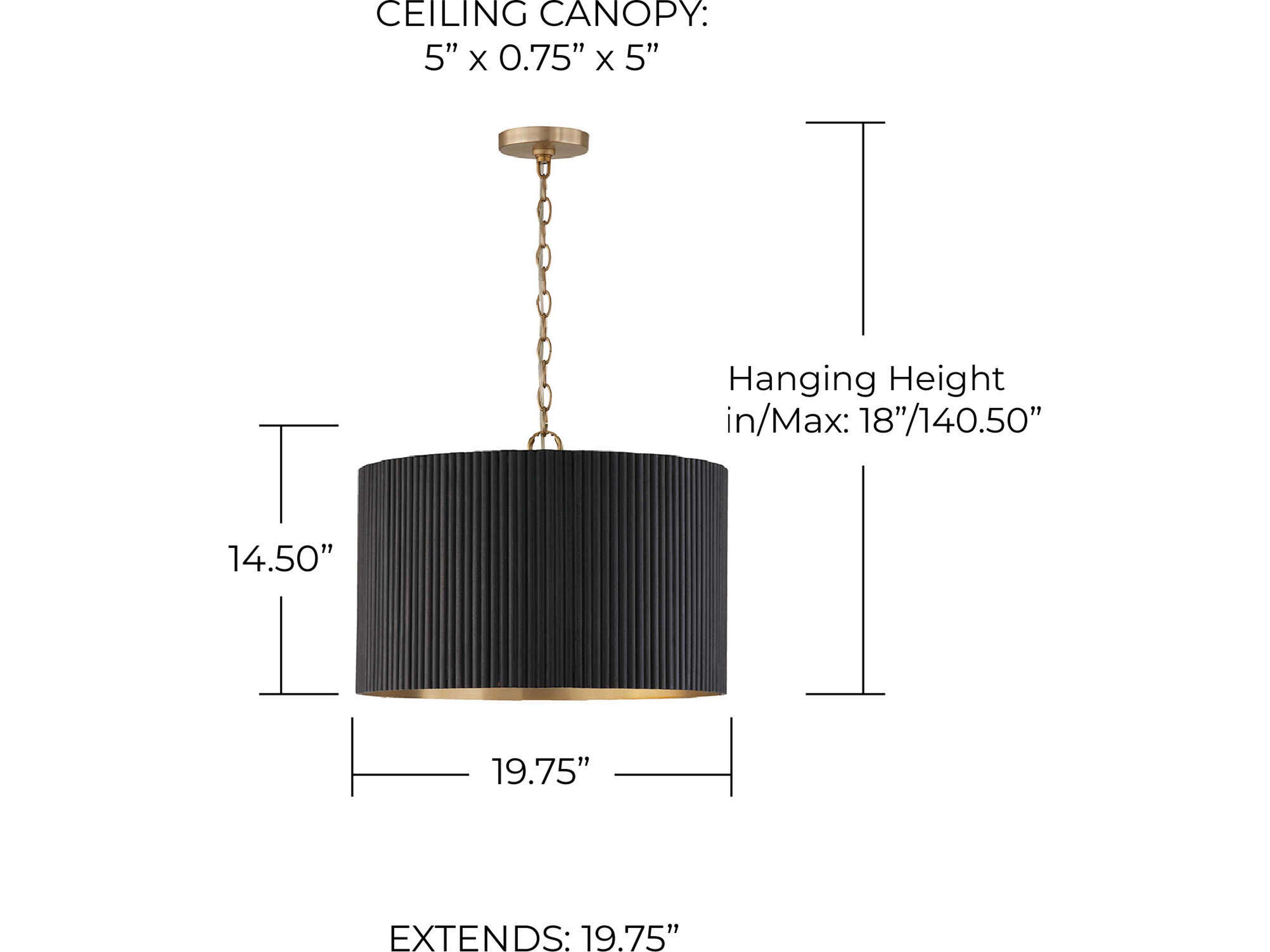 Capital Lighting Donovan 3-Light Black Stain And Matte Brass Drum Pendant