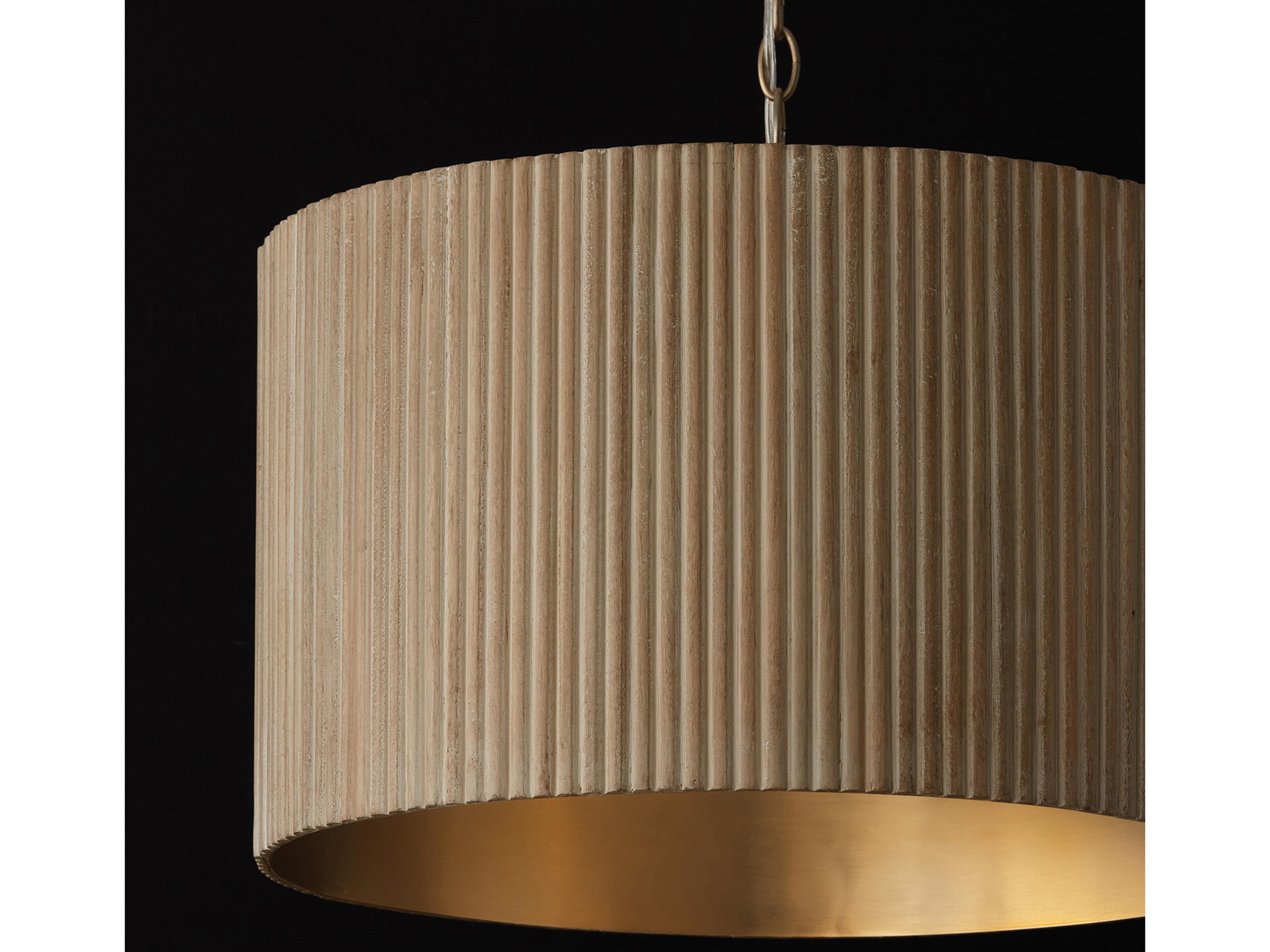 Capital Lighting Donovan 3-Light White Wash And Matte Brass Brown Drum Pendant