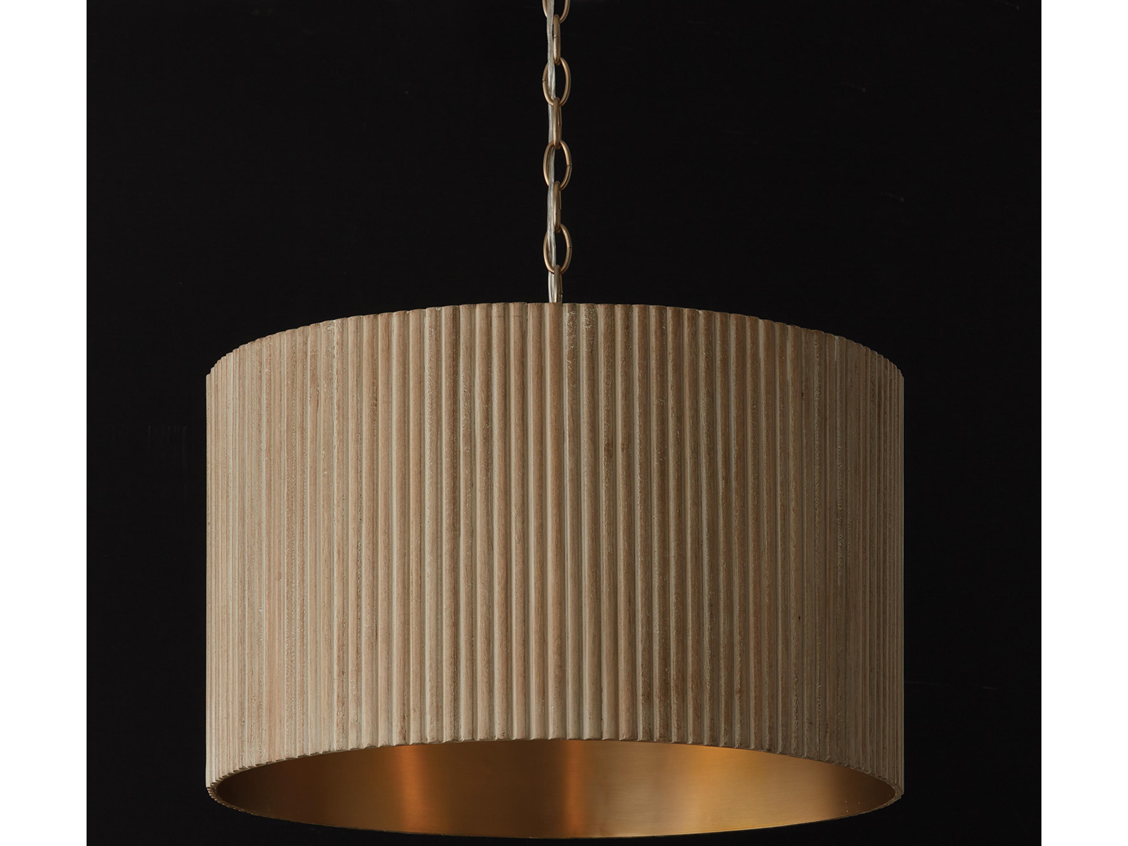 Capital Lighting Donovan 3-Light White Wash And Matte Brass Brown Drum Pendant