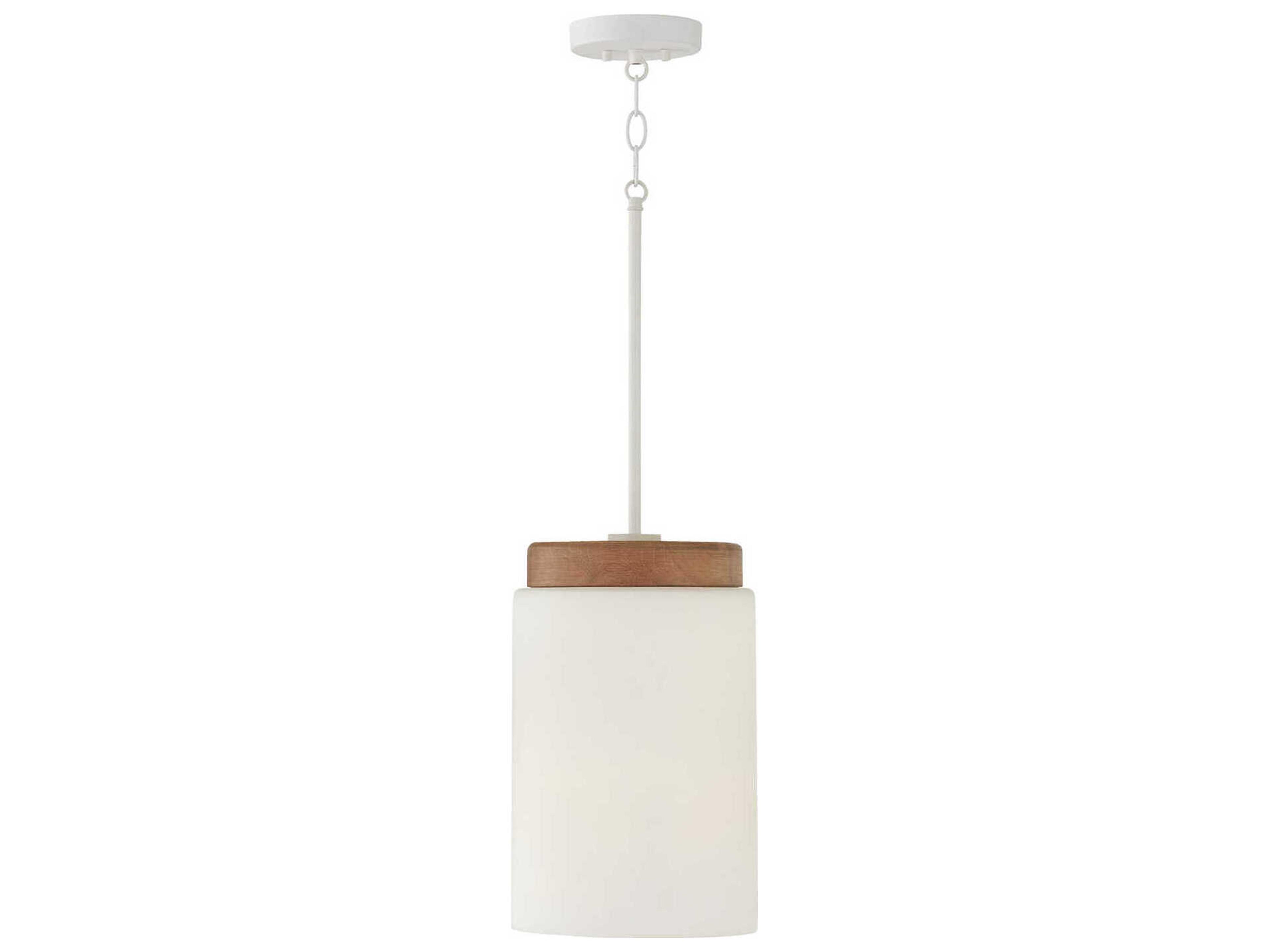 Liam 1-Light Light Wood And White Drum Mini Pendant