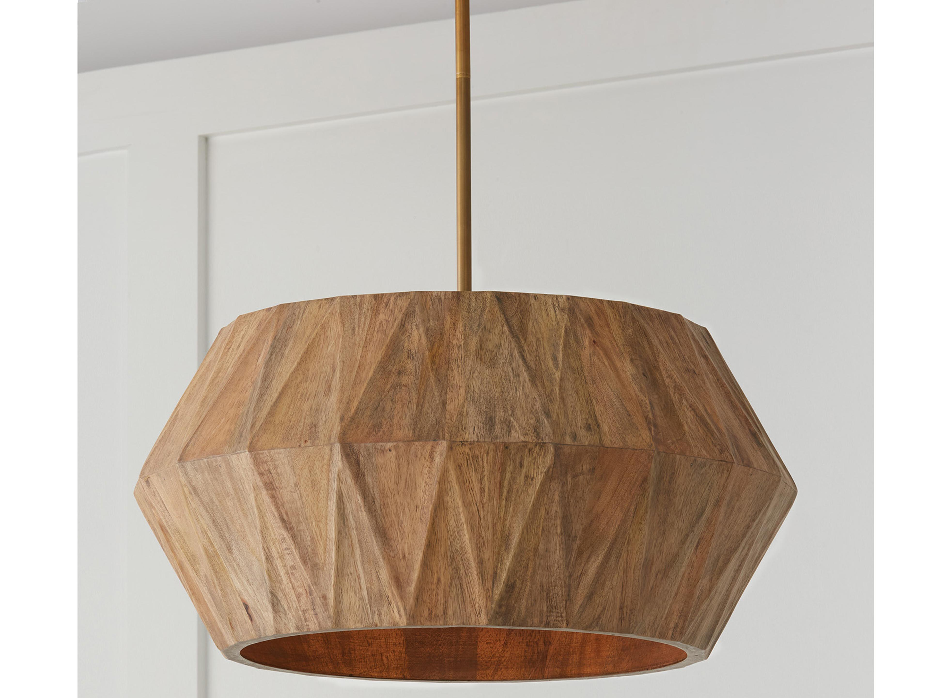 Capital Lighting Nadeau 4-Light Light Wood And Patinaed Brass Brown Pendant