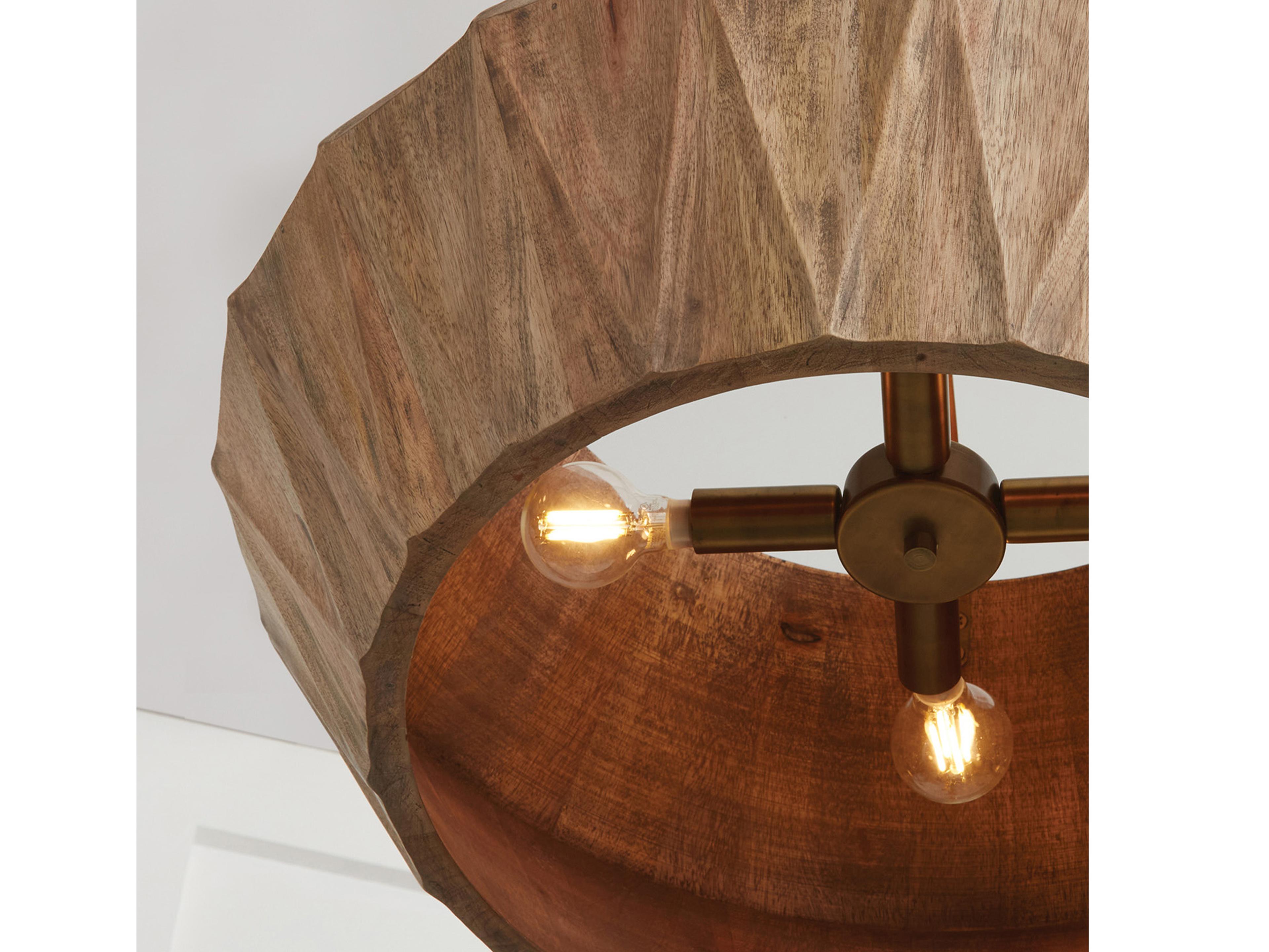 Capital Lighting Nadeau 4-Light Light Wood And Patinaed Brass Brown Pendant