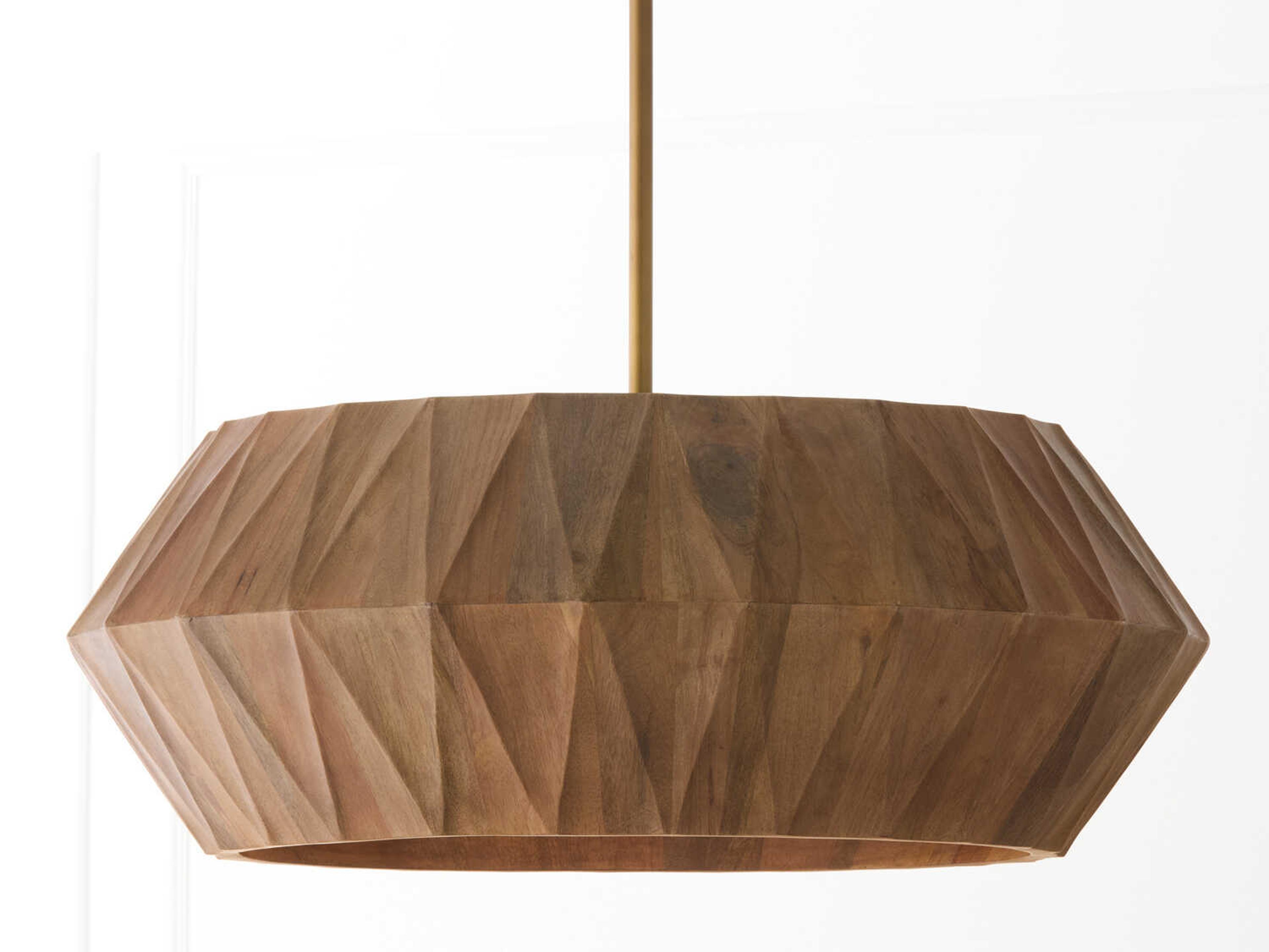 Capital Lighting Nadeau 6-Light Light Wood Patinaed Brass Drum Geometric Pendant