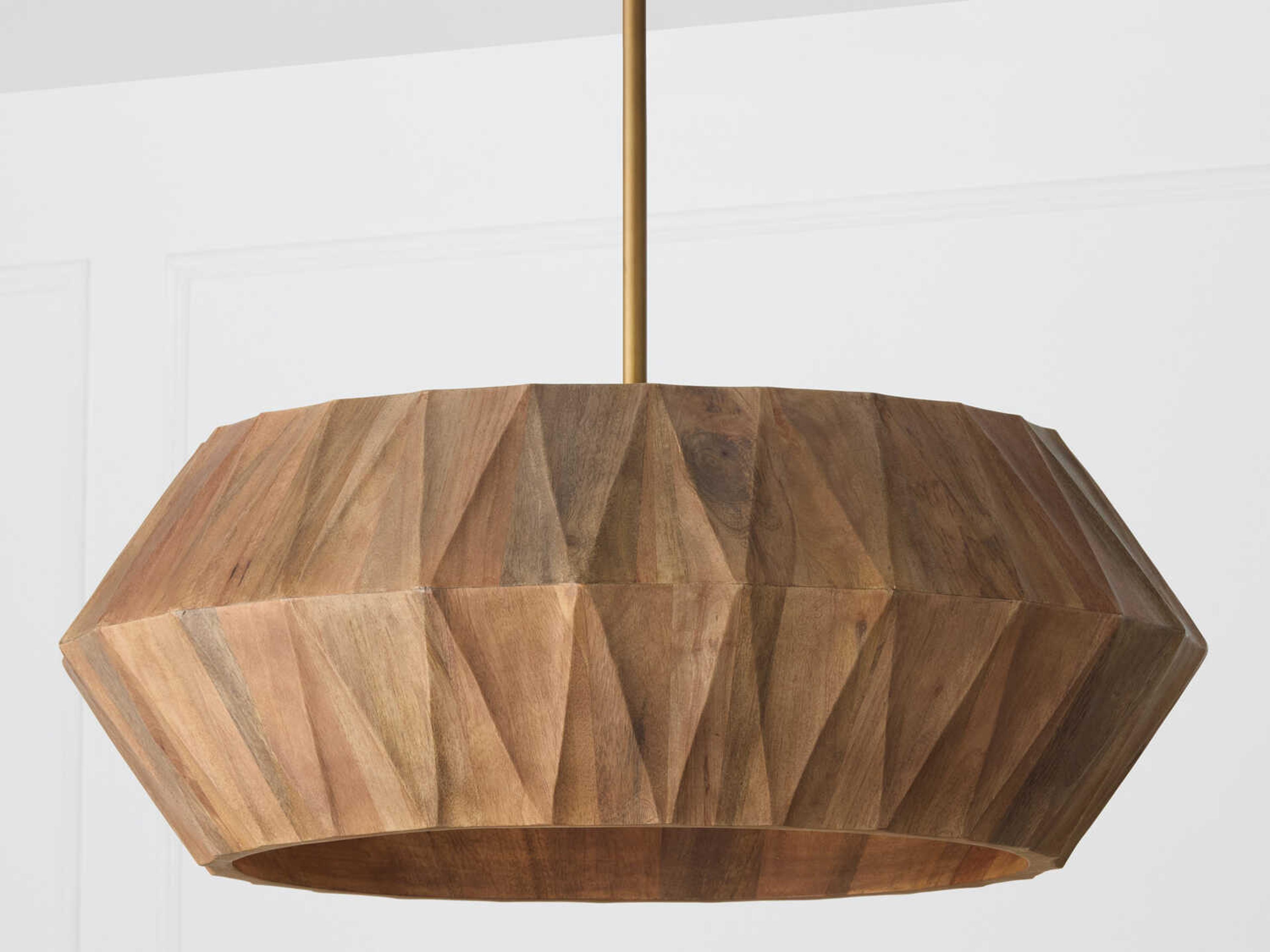 Capital Lighting Nadeau 6-Light Light Wood Patinaed Brass Drum Geometric Pendant