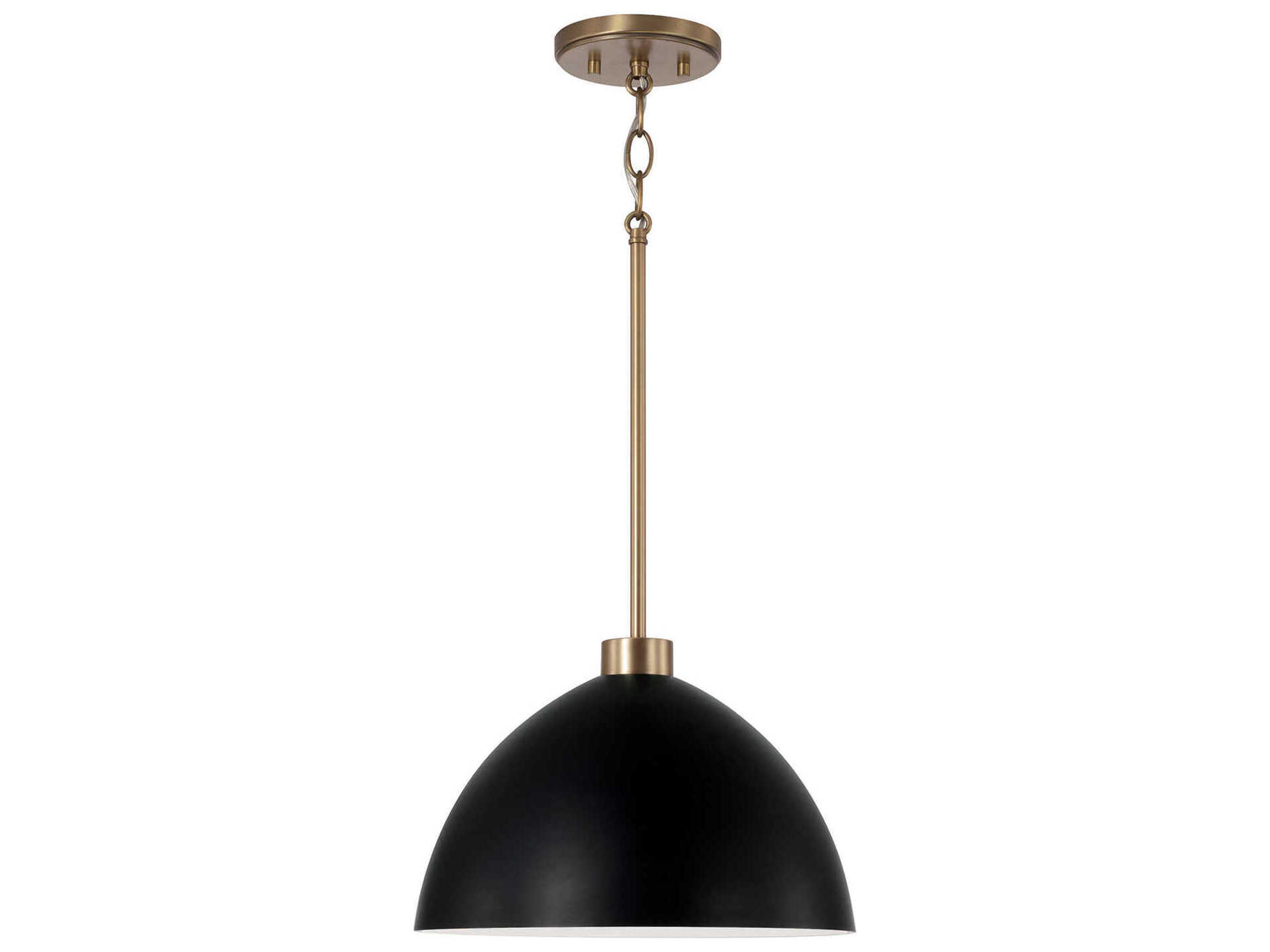 Ross 1-Light Aged Brass And Black Dome Pendant
