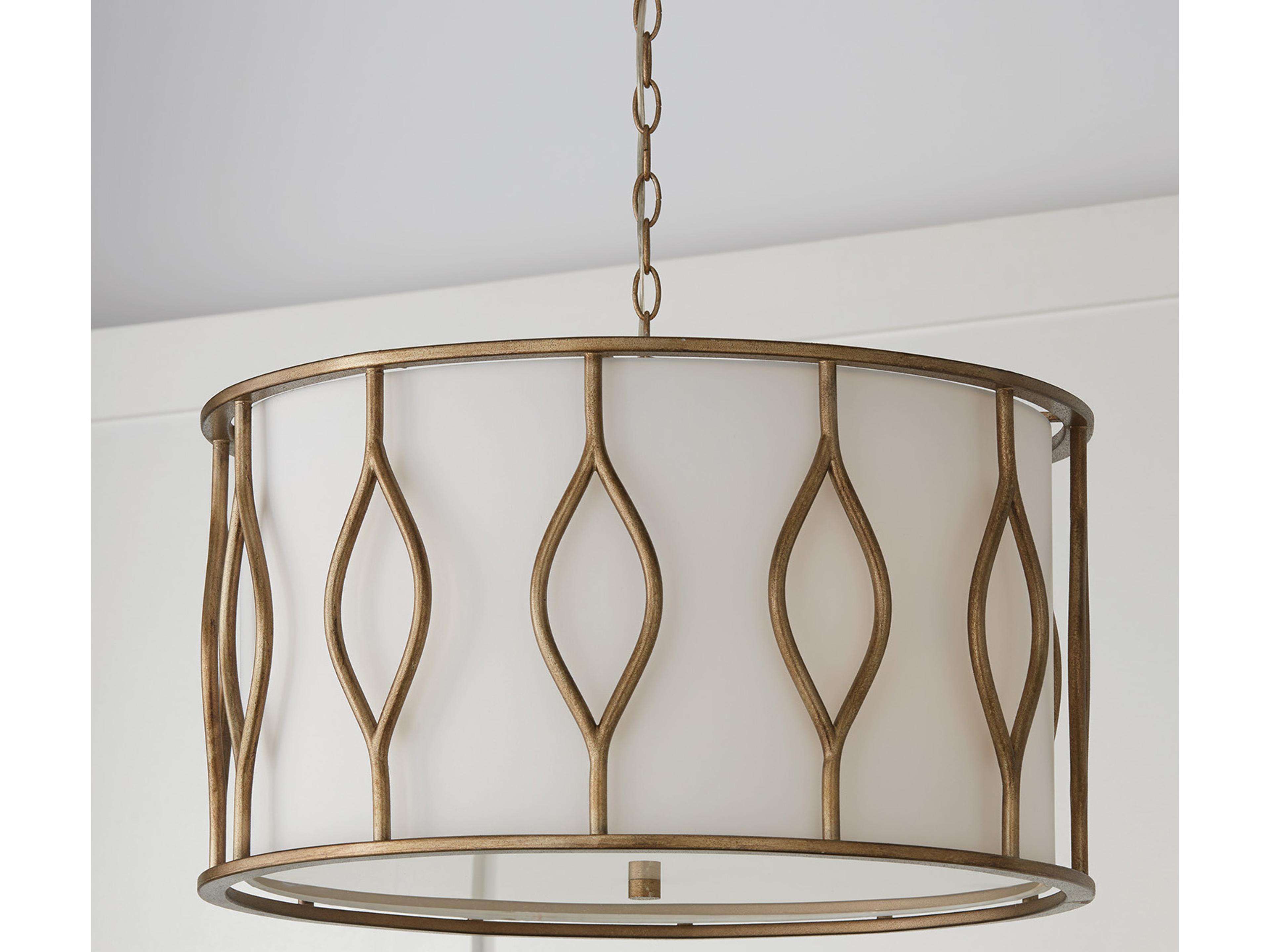 Capital Lighting Cohen 4-Light Mystic Luster Brass Drum Pendant