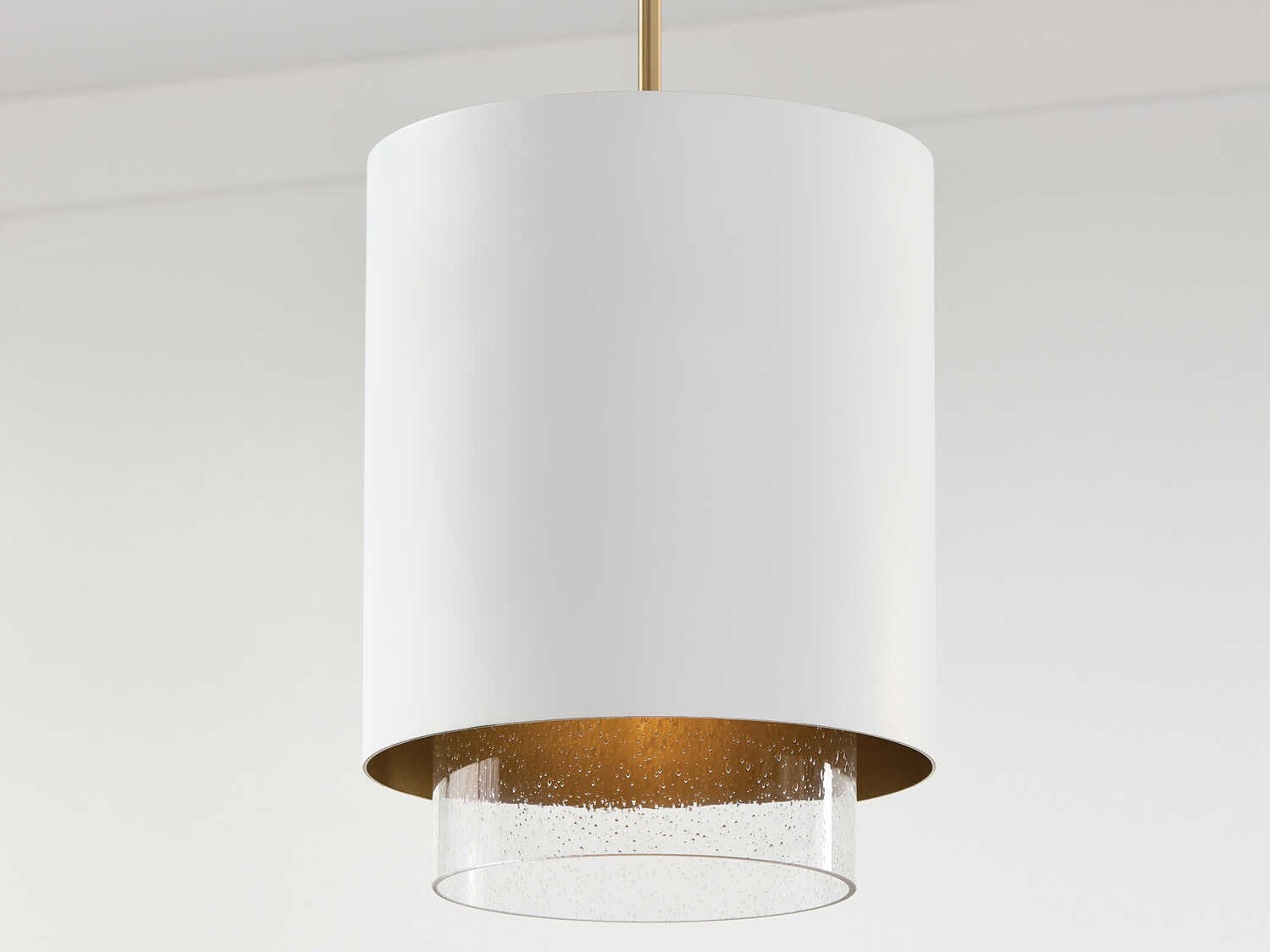 Capital Lighting Weller 1-Light Matte Brass White Cylinder Mini Pendant