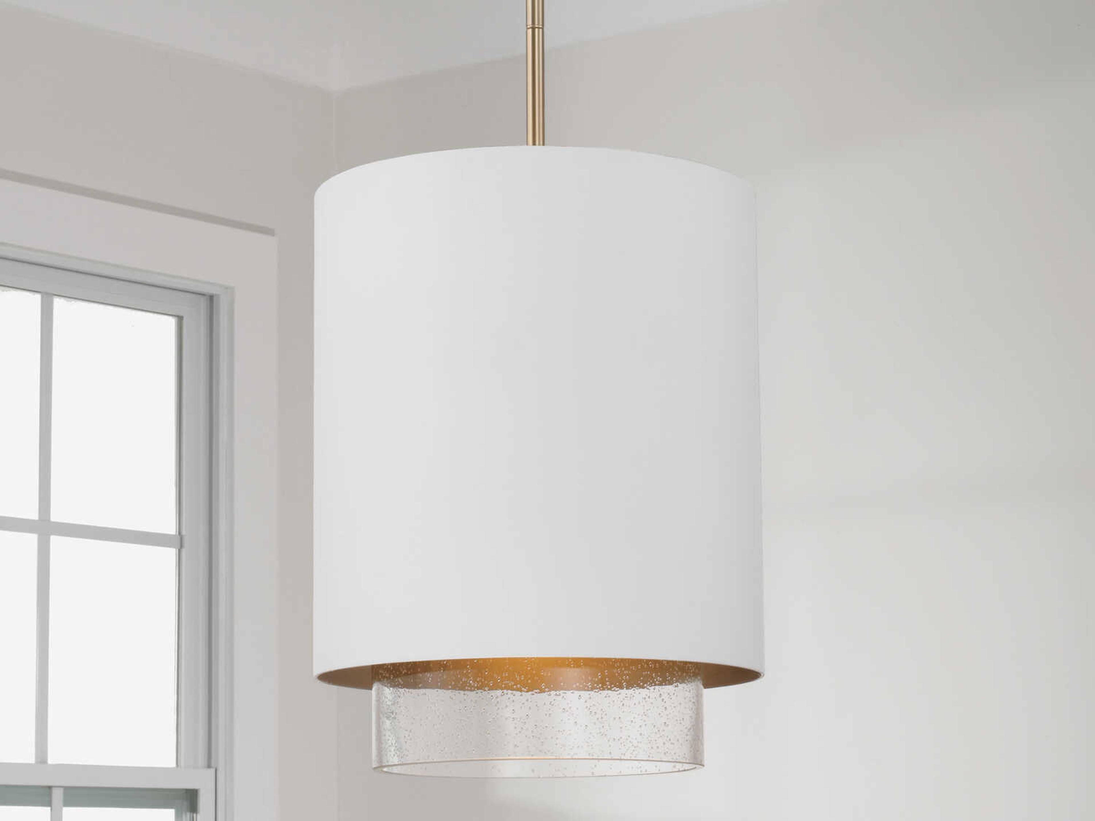 Capital Lighting Weller 1-Light Matte Brass White Cylinder Mini Pendant