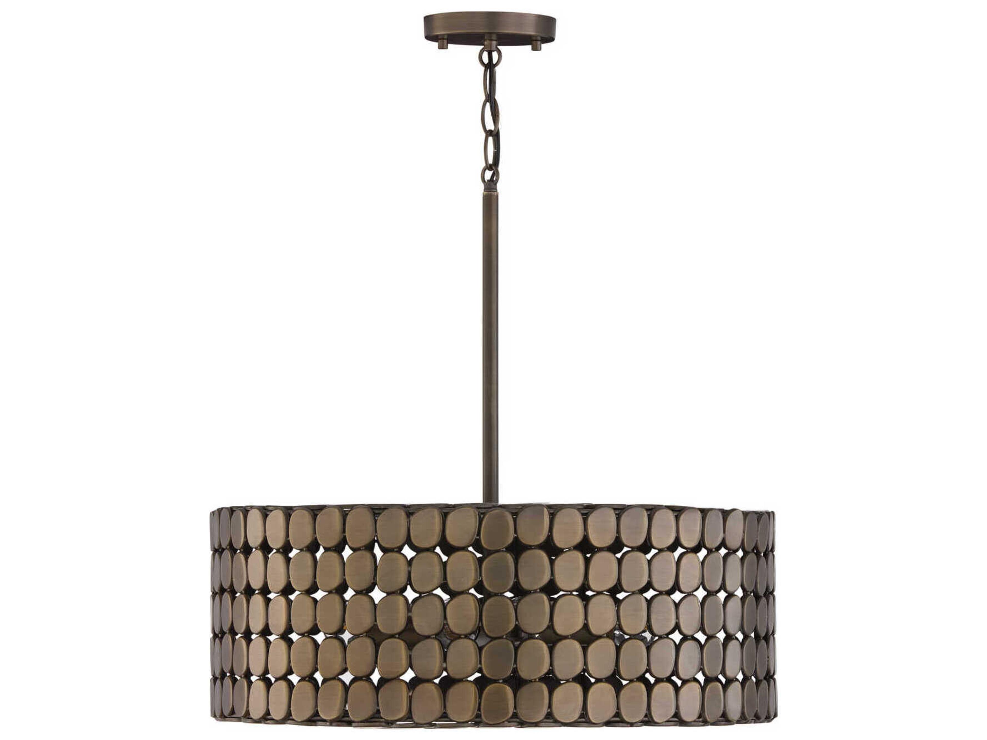 Eliana 4-Light Dark Brass Drum Pendant