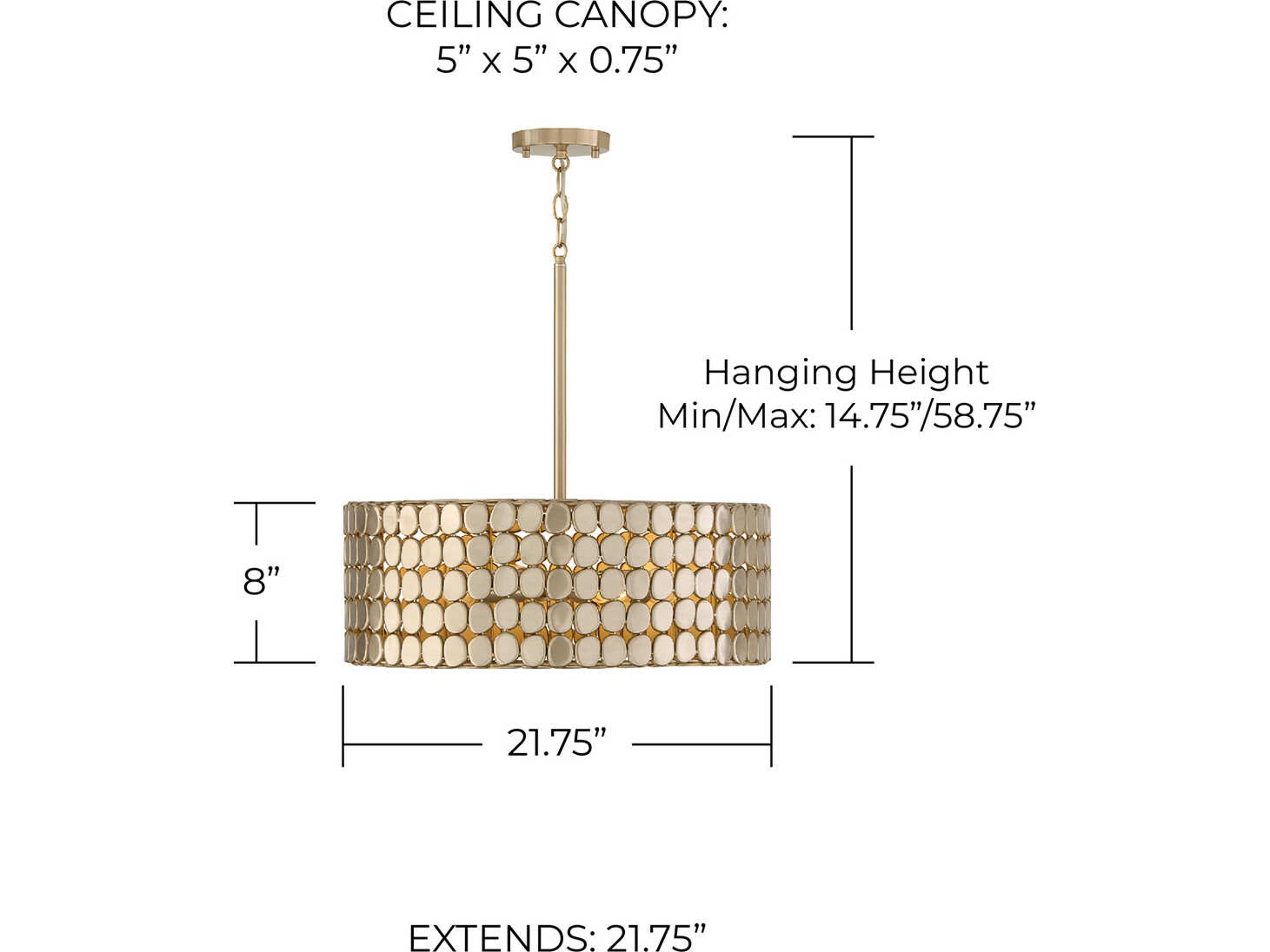 Capital Lighting Eliana 4-Light Champagne Brass Drum Pendant