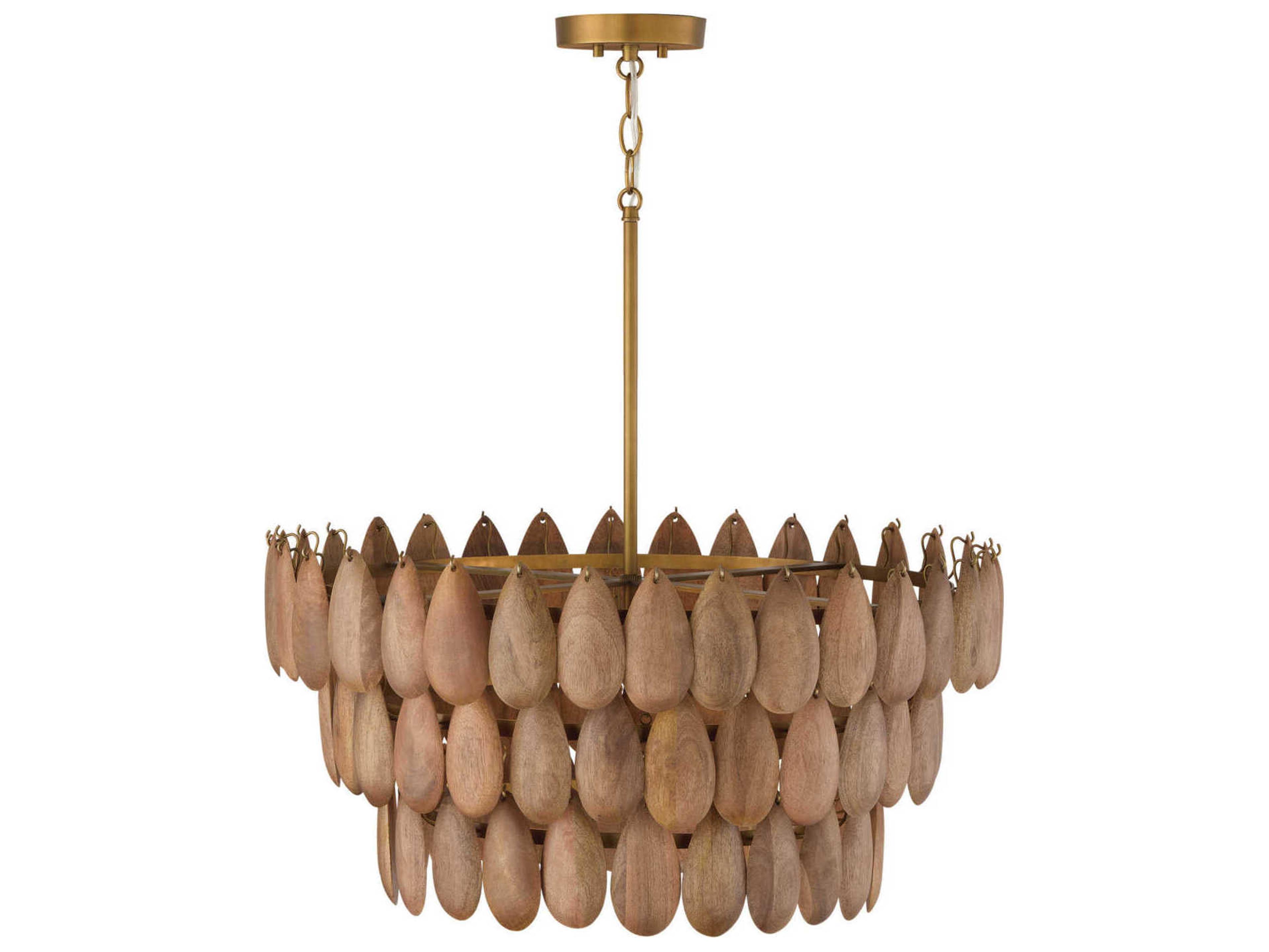 Capital Lighting Ravi 4-Light Light Wood Patinaed Brass Brown Tiered Pendant