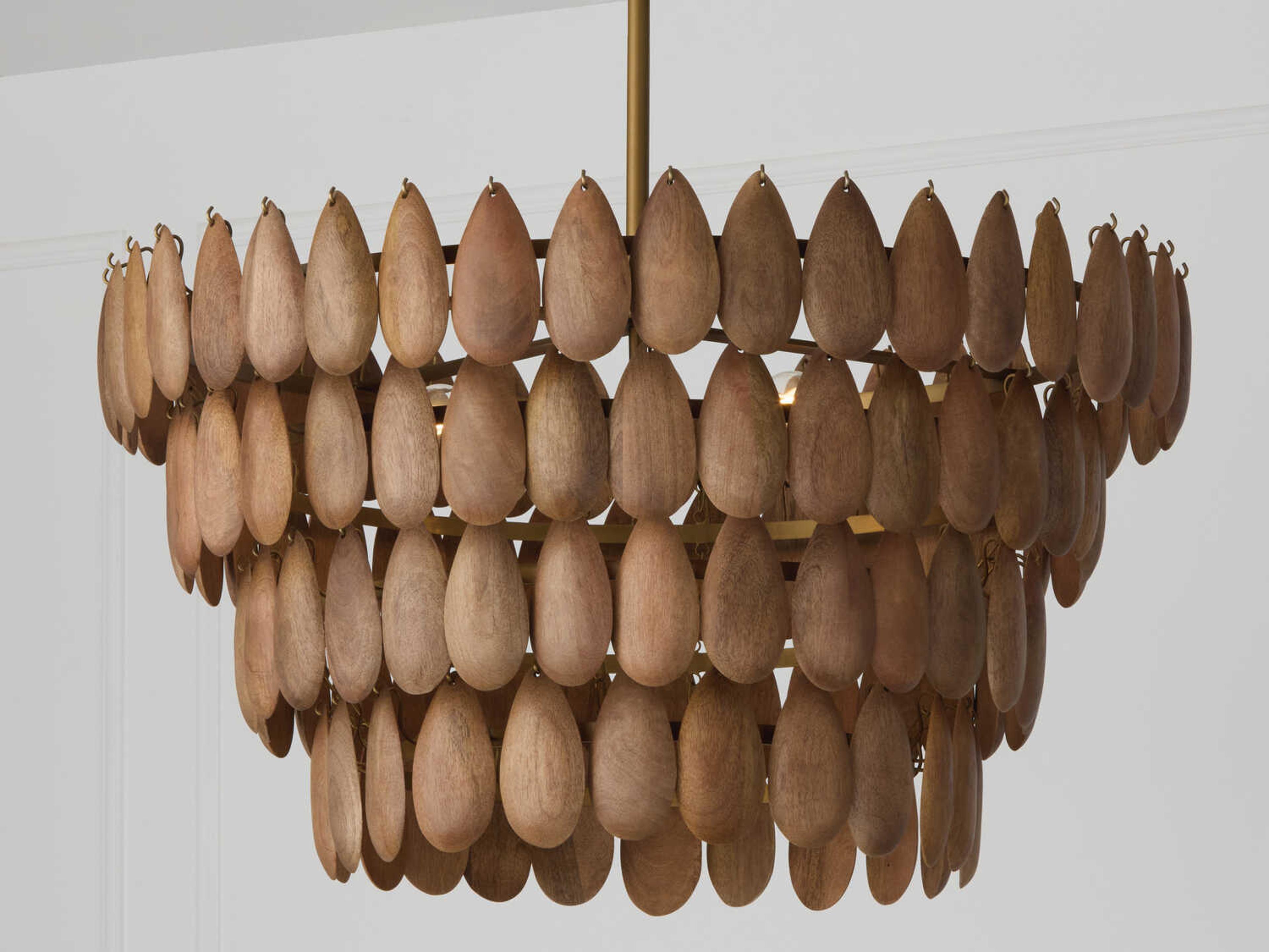 Capital Lighting Ravi 4-Light Light Wood Patinaed Brass Tiered Pendant