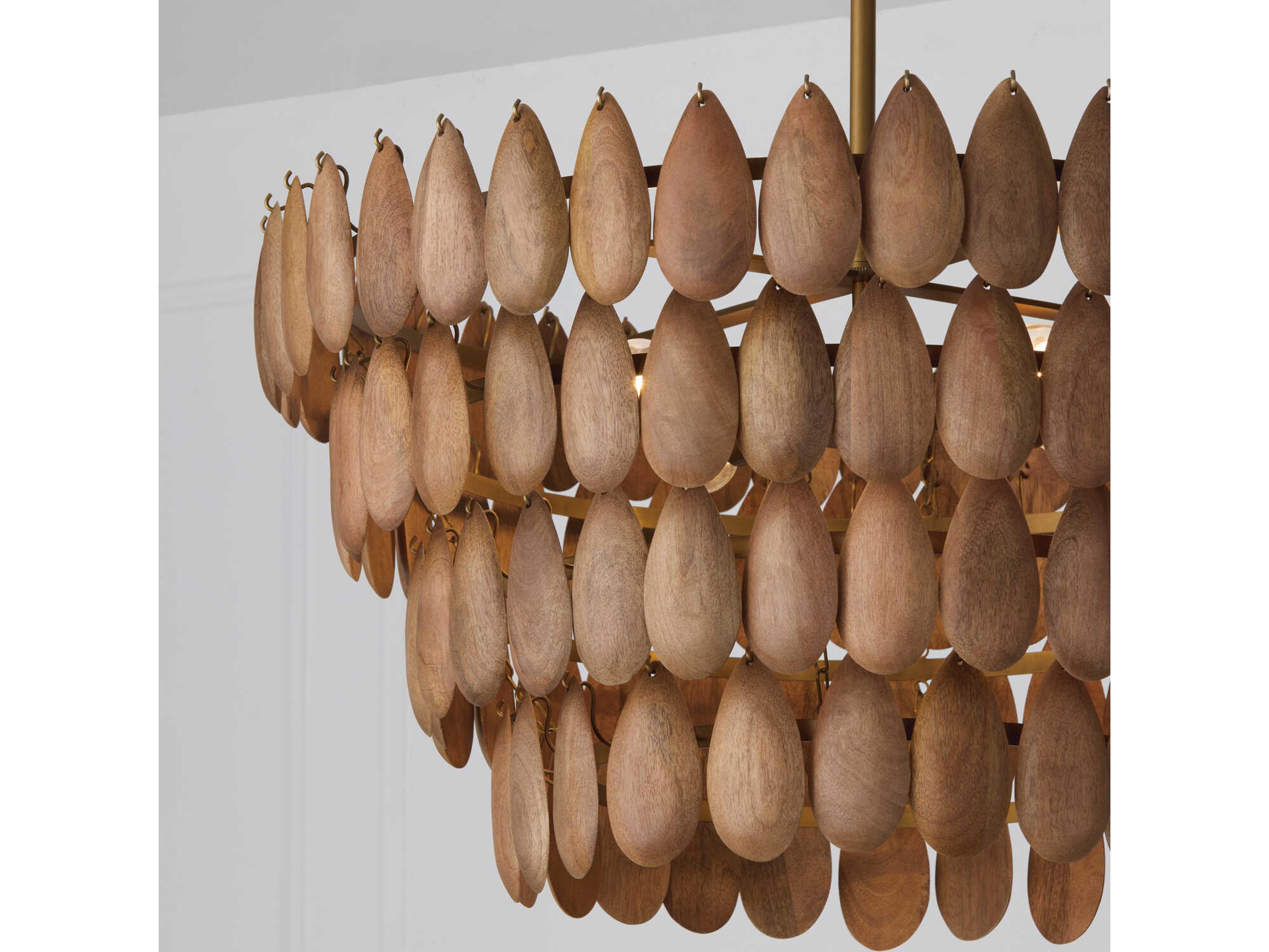 Capital Lighting Ravi 4-Light Light Wood Patinaed Brass Tiered Pendant