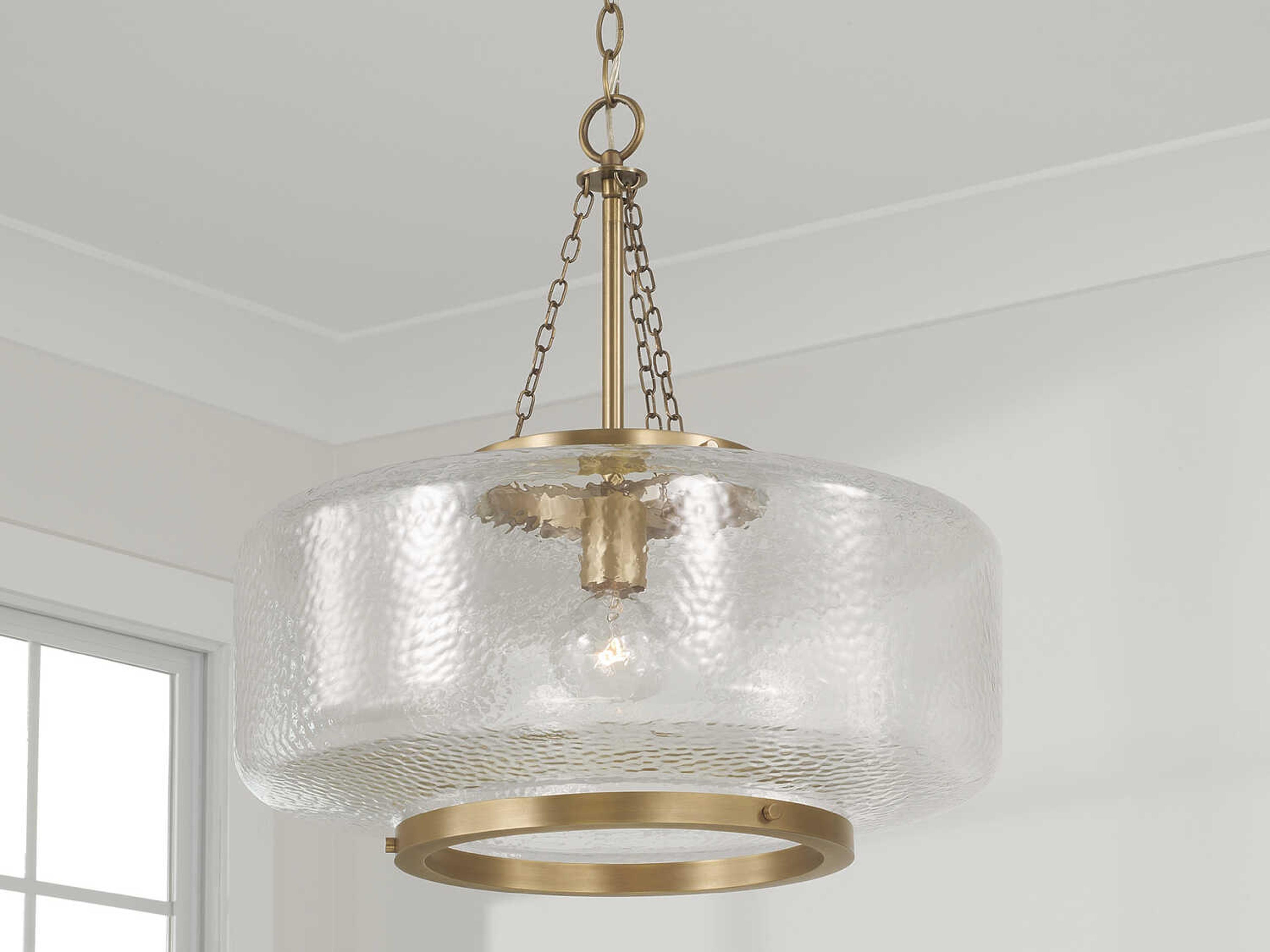 Capital Lighting Landon 1-Light Aged Brass Drum Pendant