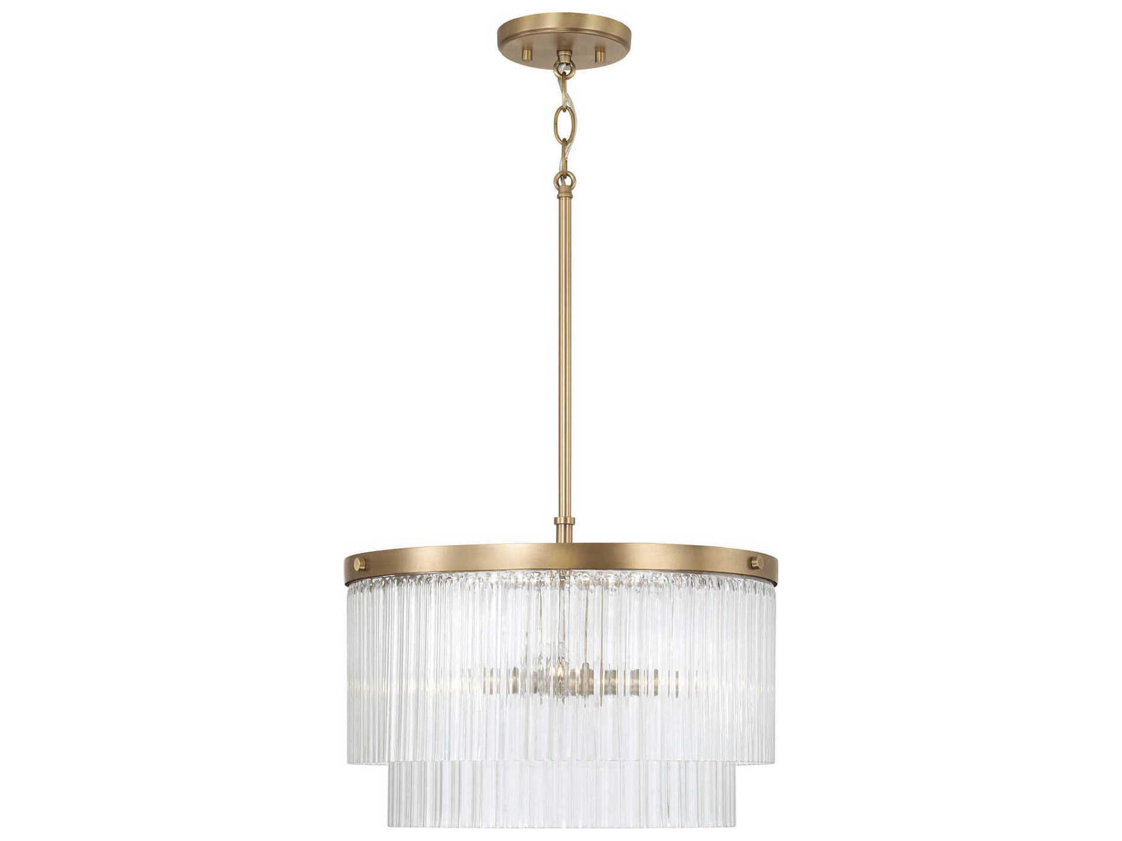 Vaughn 3-Light Aged Brass Drum Tiered Pendant