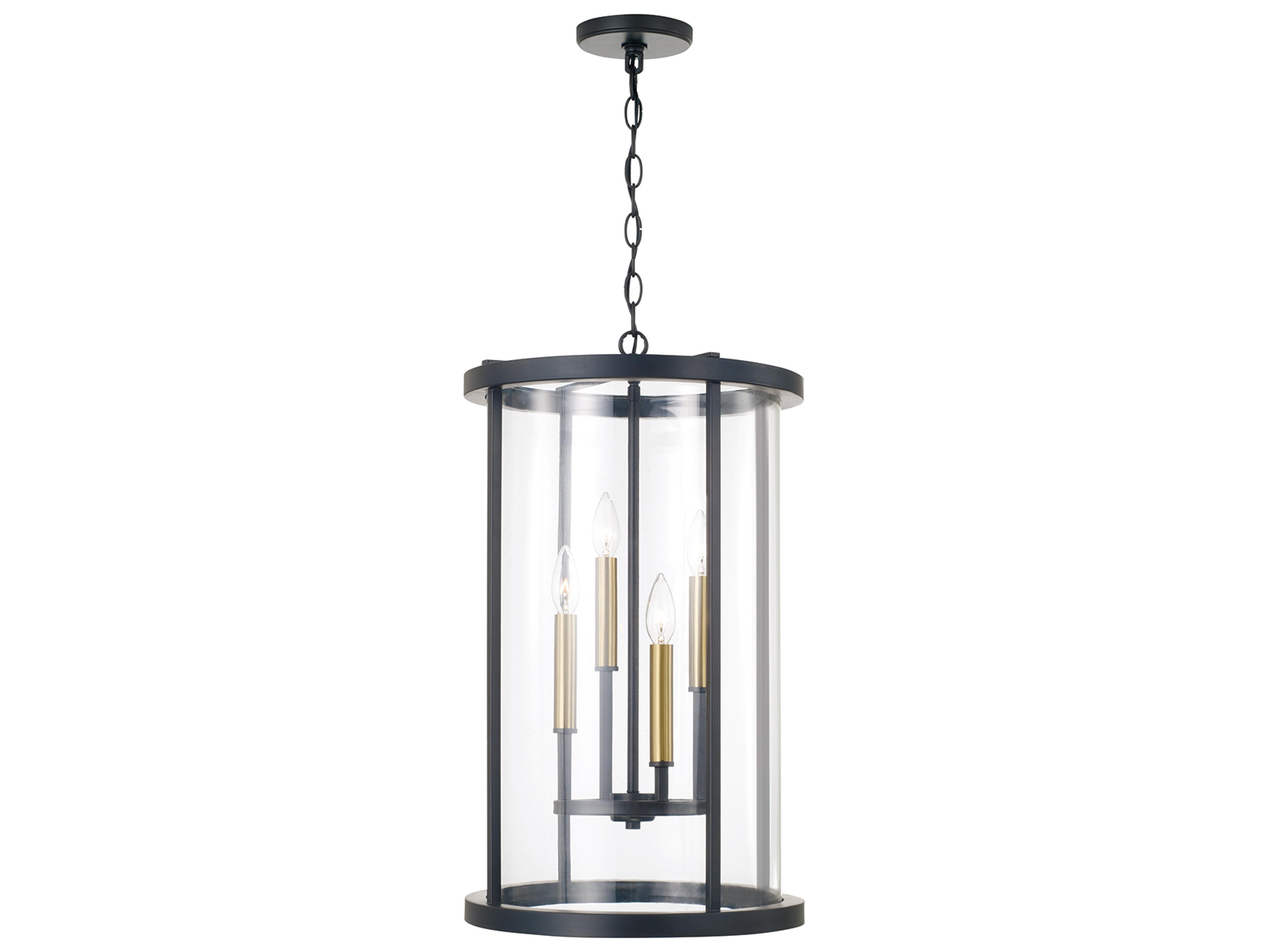 Davis 4-light Espresso And Brass Black Round Pendant