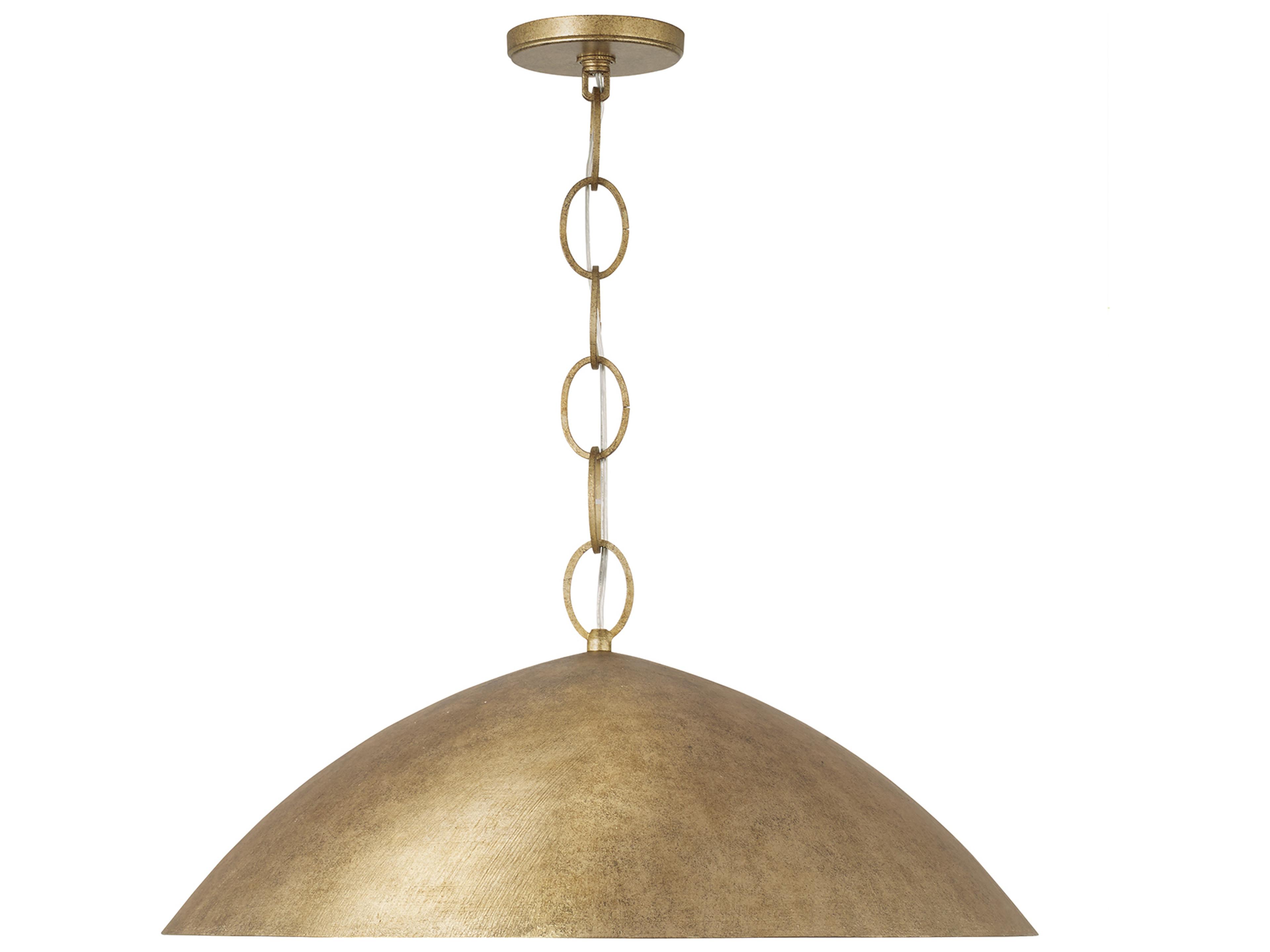 Francesca 1-light Feathered Gold Dome Pendant